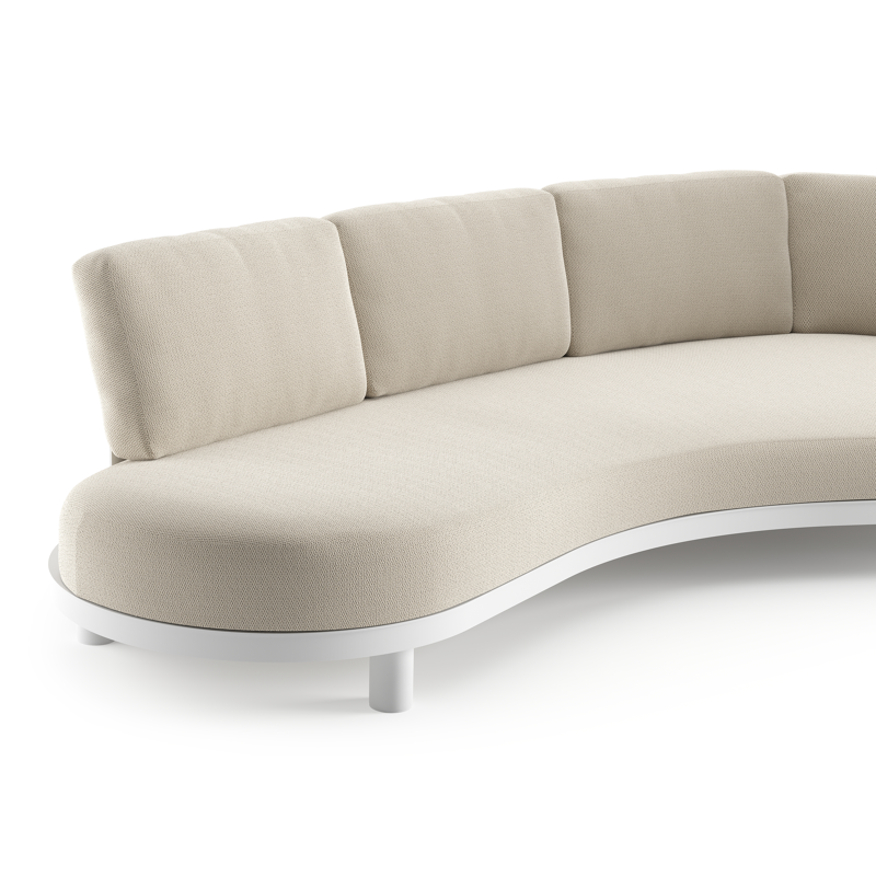 Canapé de jardin Donato en aluminium blanc et coussins en all weather sunbrella® luxe lopi marble