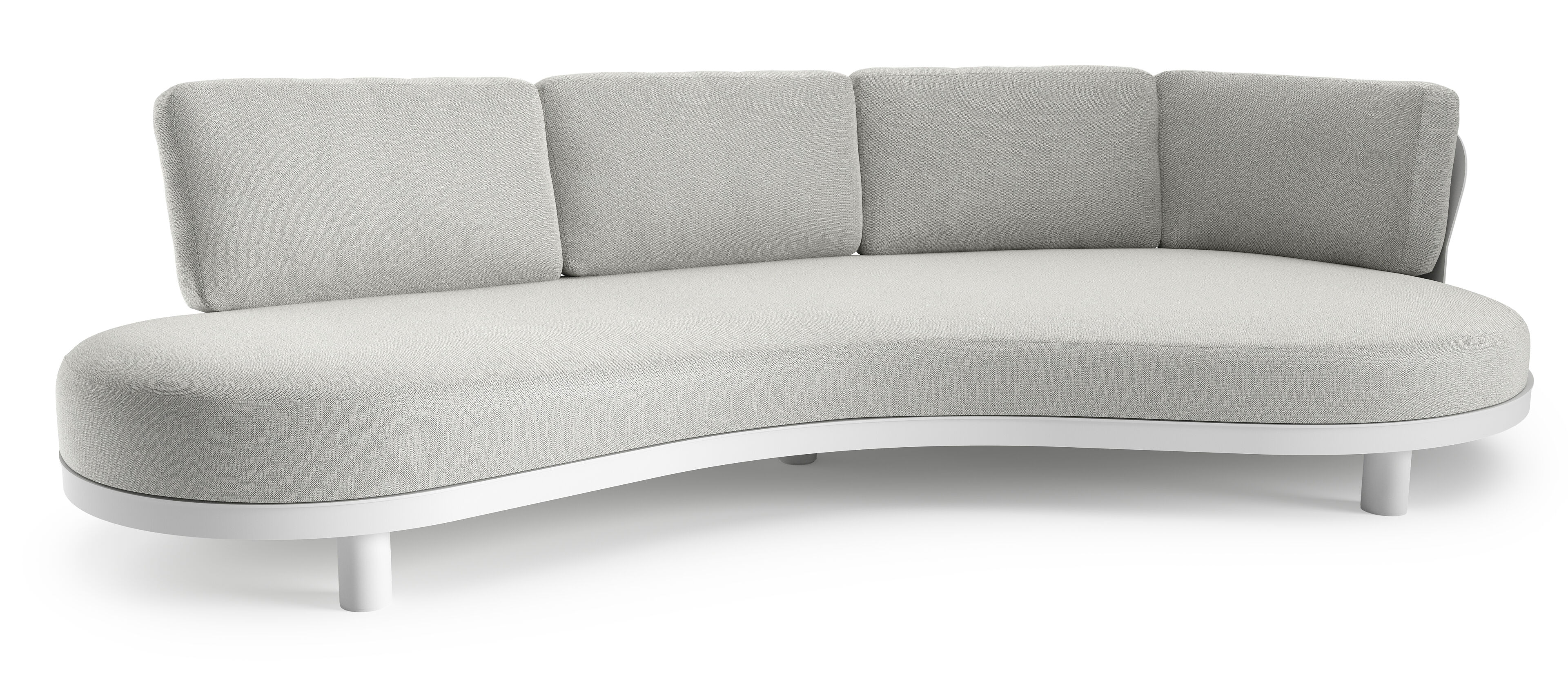 Canapé de jardin Donato en aluminium blanc et coussins en all weather sunbrella® luxe savane nimbus