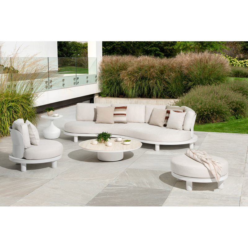Donato loungebank in wit aluminium met chartres pewter all weather sunbrella® luxe kussen