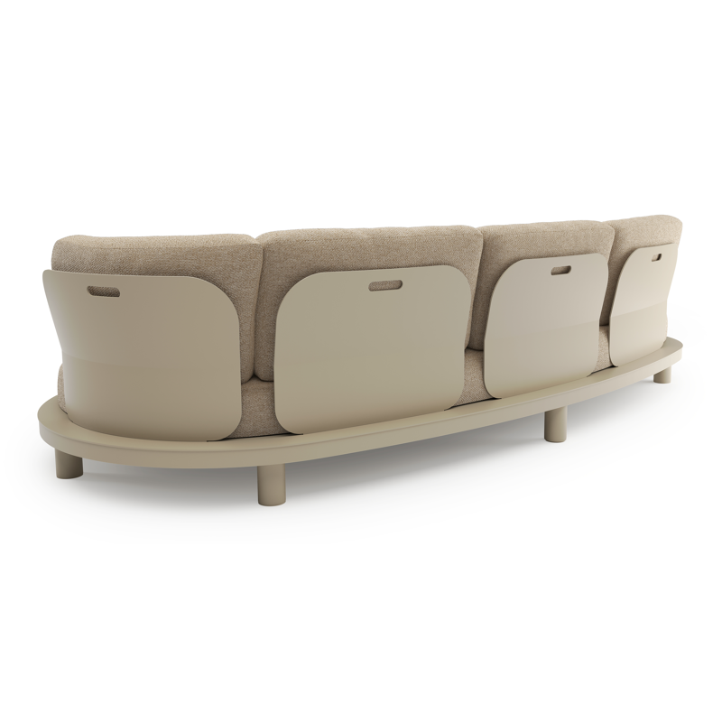 Donato loungebank in beige aluminium met madagascar oak all weather cosytica kussen