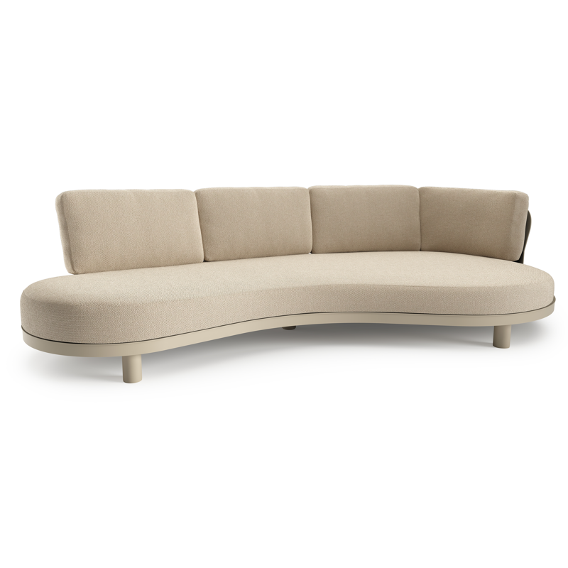Donato loungebank in beige aluminium met althea chalk all weather cosytica kussen