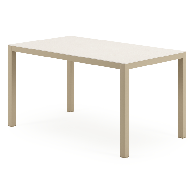 Feltro tuintafel rechthoekig in beige aluminium en Crema Minerale sintered stone - L 140 x B 80 x H 74 cm