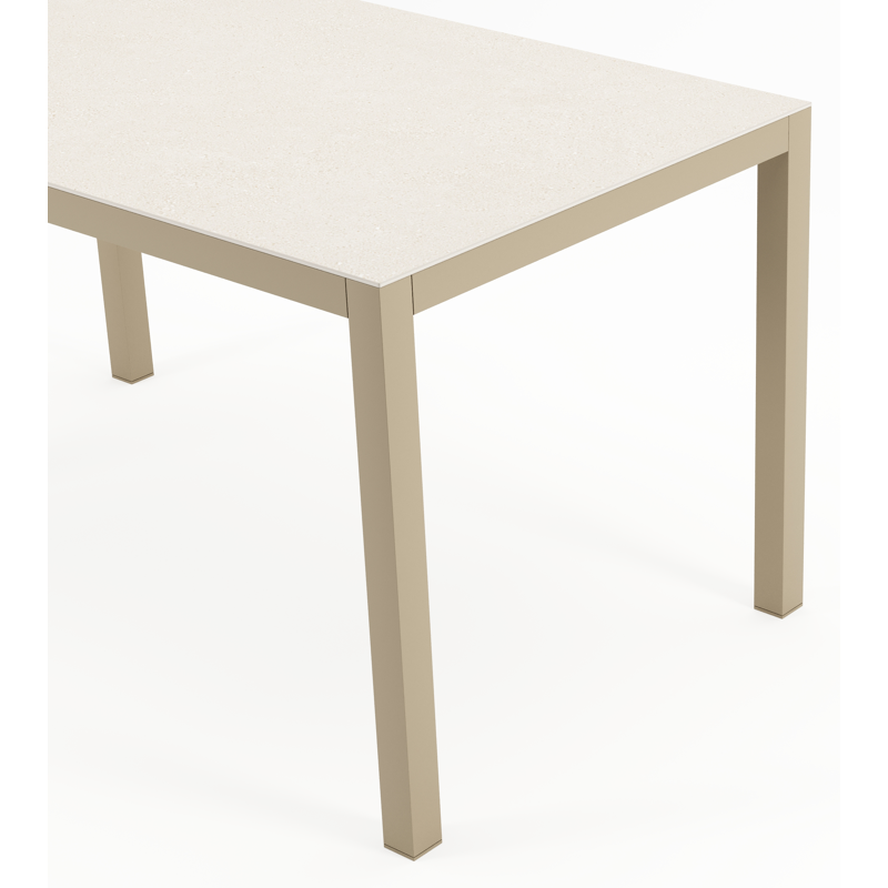 Feltro tuintafel rechthoekig in beige aluminium en Crema Minerale sintered stone - L 140 x B 80 x H 74 cm