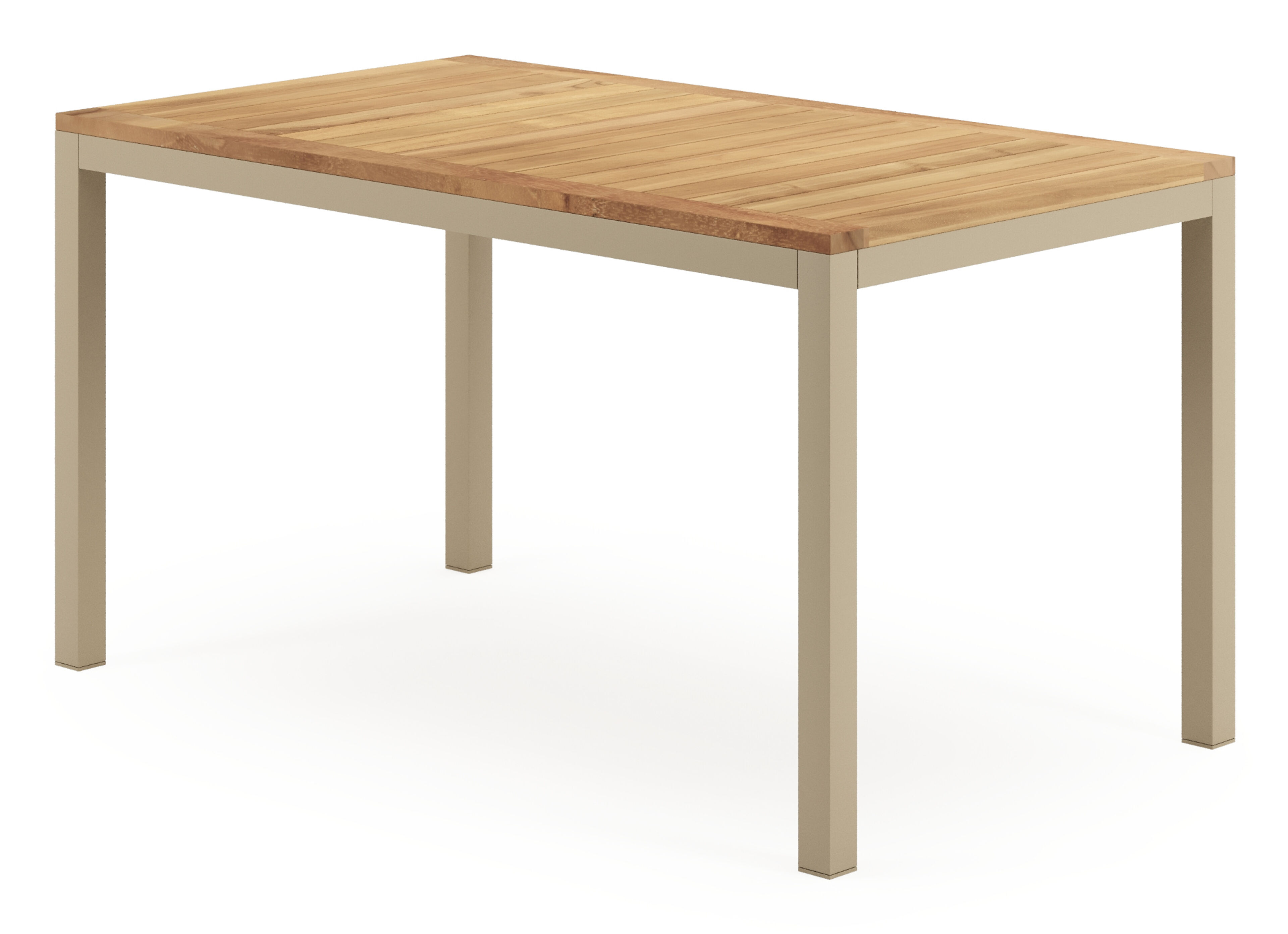 Feltro tuintafel rechthoekig in beige aluminium en teak Natural Finish - L 140 x B 80 x H 73 cm
