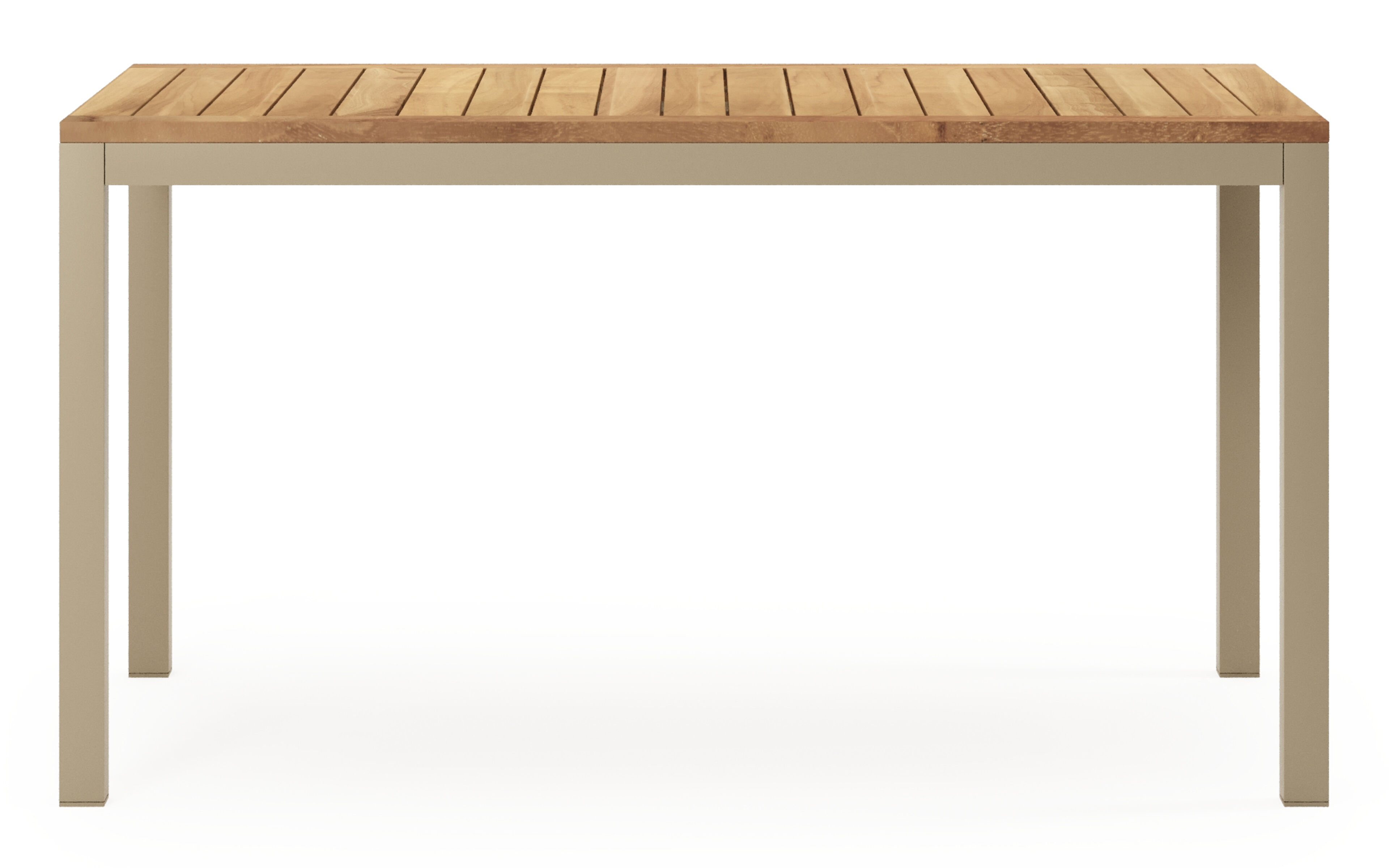 Feltro tuintafel rechthoekig in beige aluminium en teak Natural Finish - L 140 x B 80 x H 73 cm