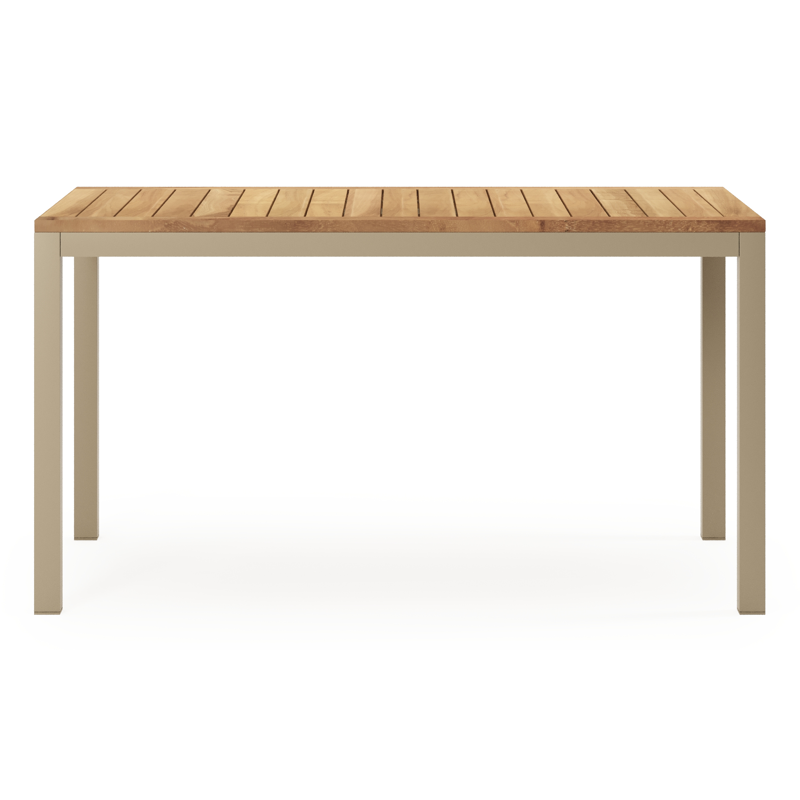 Feltro tuintafel rechthoekig in beige aluminium en teak Natural Finish - L 140 x B 80 x H 73 cm