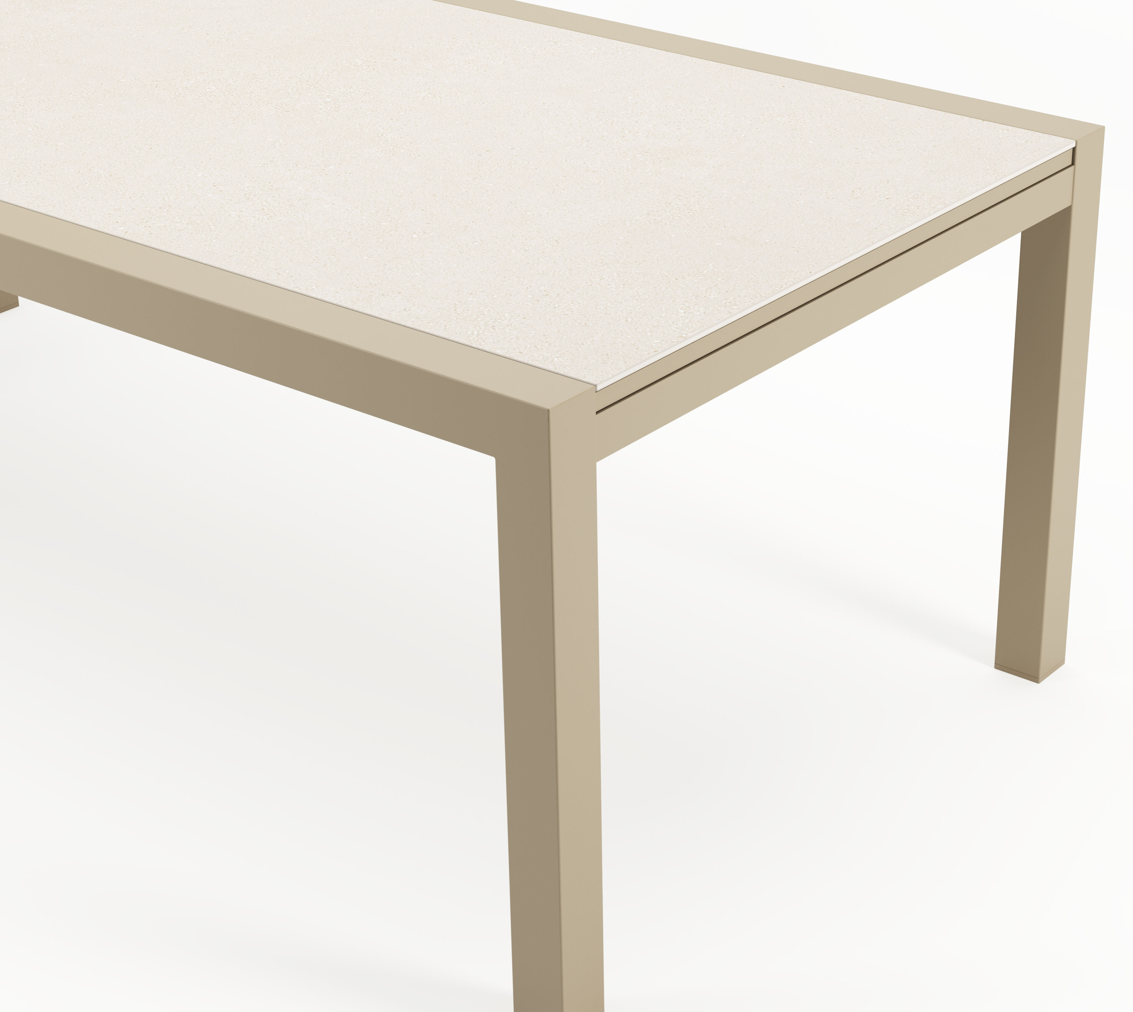 Table de jardin Calobra extensible rectangulaire en aluminium beige et sintered stone Crema minérale - Lg. 220 - 330 x Lrg. 107 x Haut. 75 cm