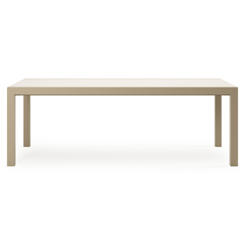 Table de jardin Calobra extensible rectangulaire en aluminium beige et sintered stone Crema minérale - Lg. 220 - 330 x Lrg. 107 x Haut. 75 cm