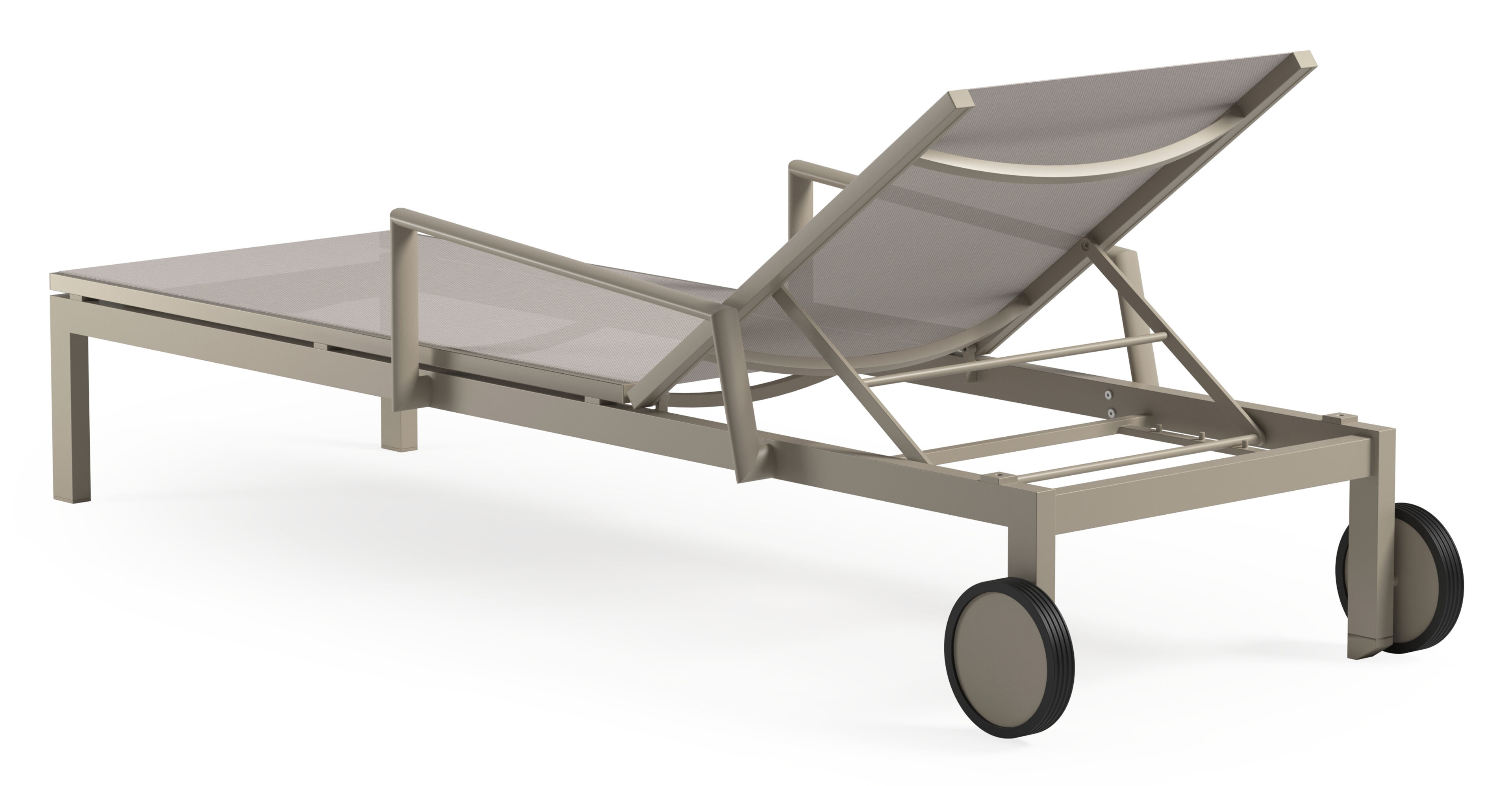 Chaise longue réglable Caravelle en aluminium beige et textilène simple beige avec accoudoir