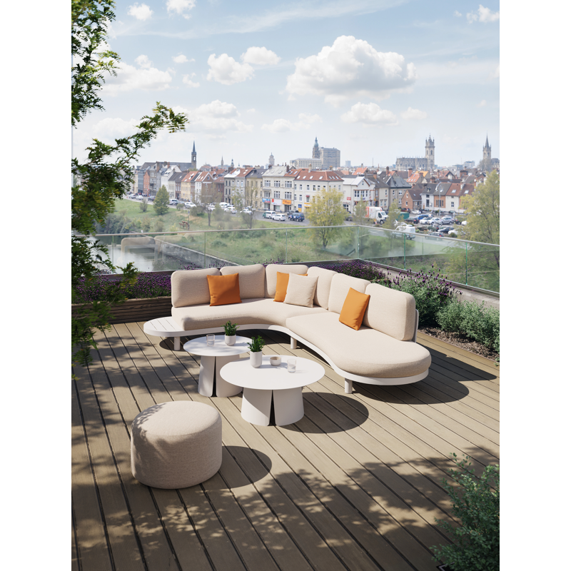 Palma loungehoek in wit aluminium met rustic weather+ softtouch kussen