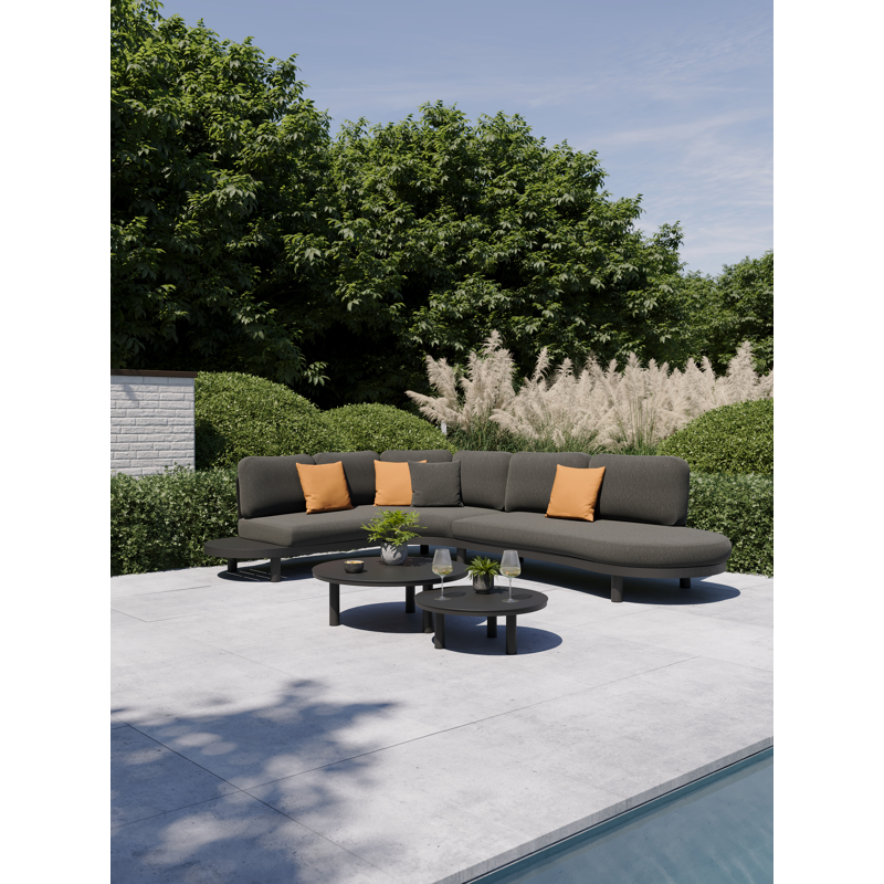 Palma loungehoek in zwart aluminium met sky black weather+ softtouch kussen