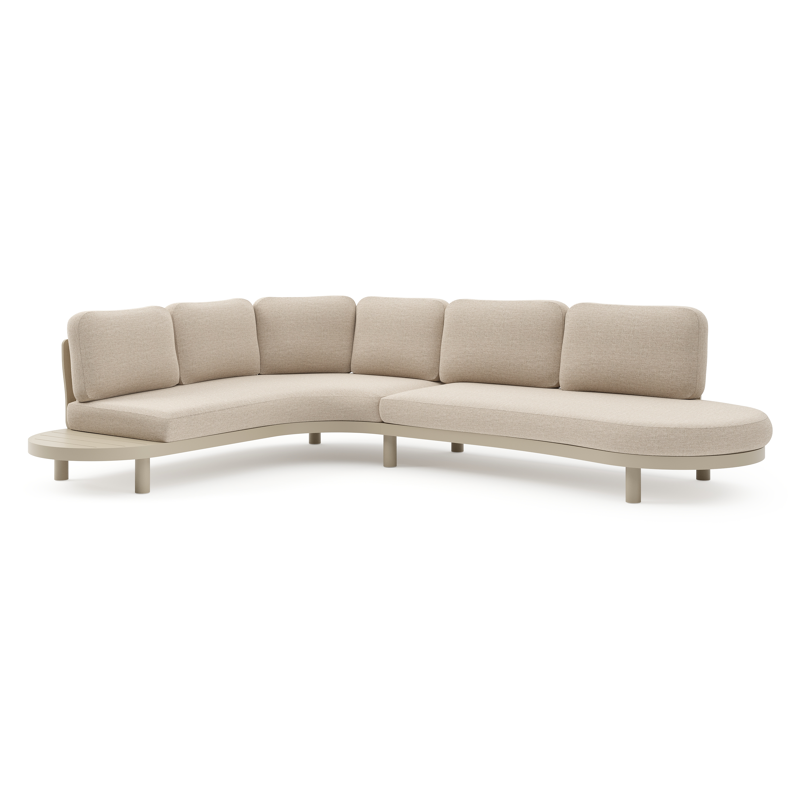 Salon de jardin d'angle Palma en aluminium beige et coussins en weather+ softtouch rustic