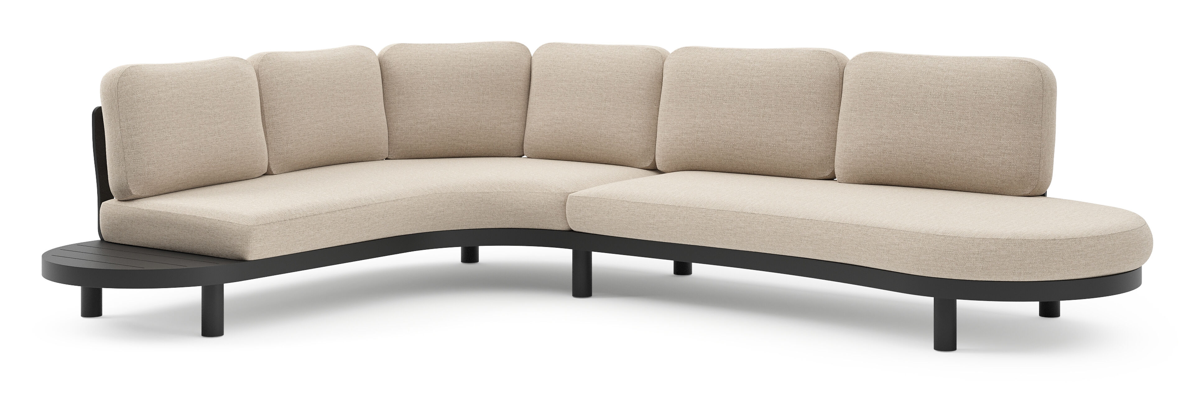 Palma loungehoek in zwart aluminium met rustic weather+ softtouch kussen