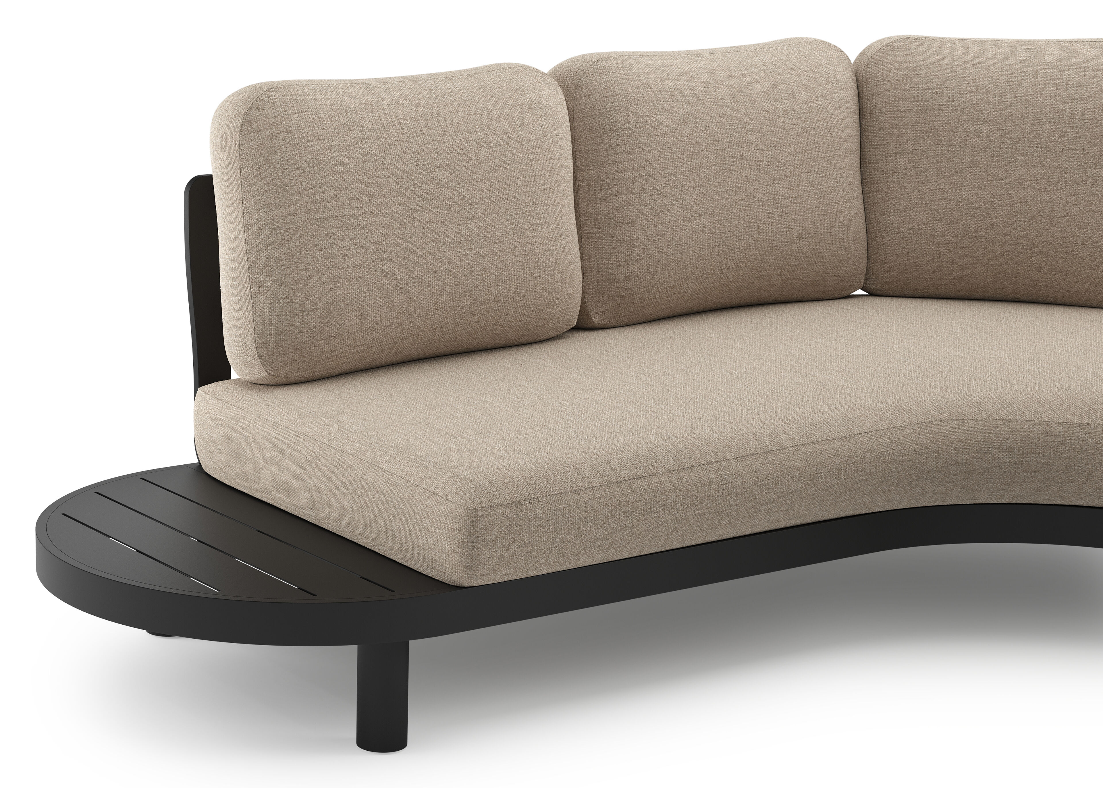 Palma loungehoek in zwart aluminium met rustic weather+ softtouch kussen