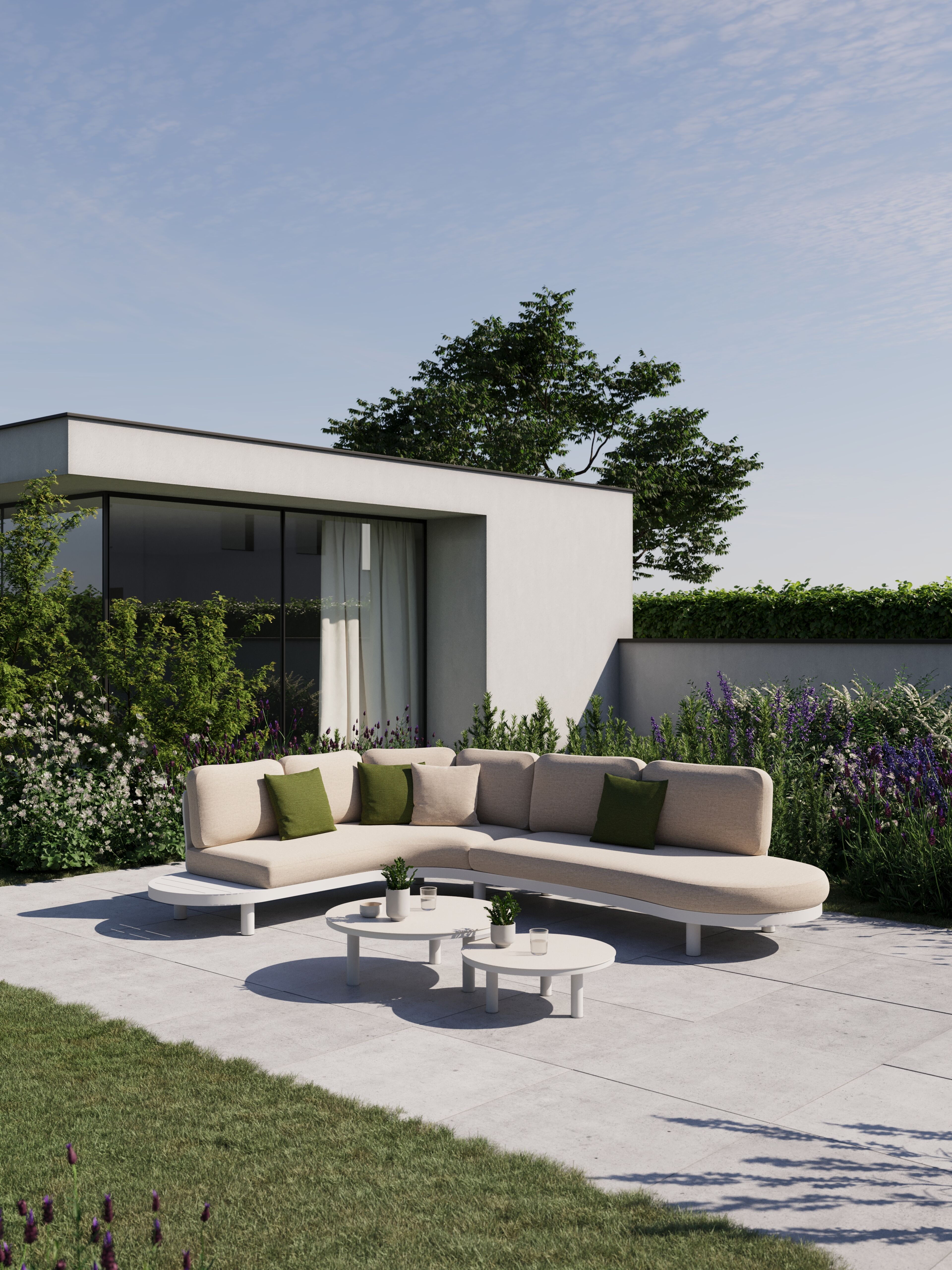 Palma loungehoek in wit aluminium met rustic weather+ softtouch kussen