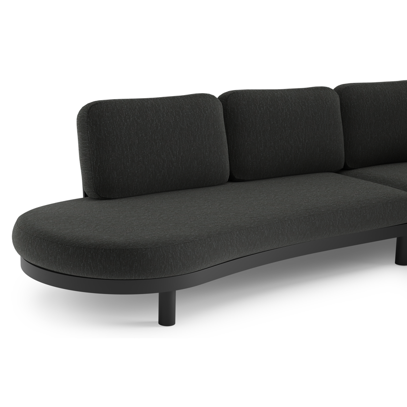 Palma loungehoek in zwart aluminium met sky black weather+ softtouch kussen