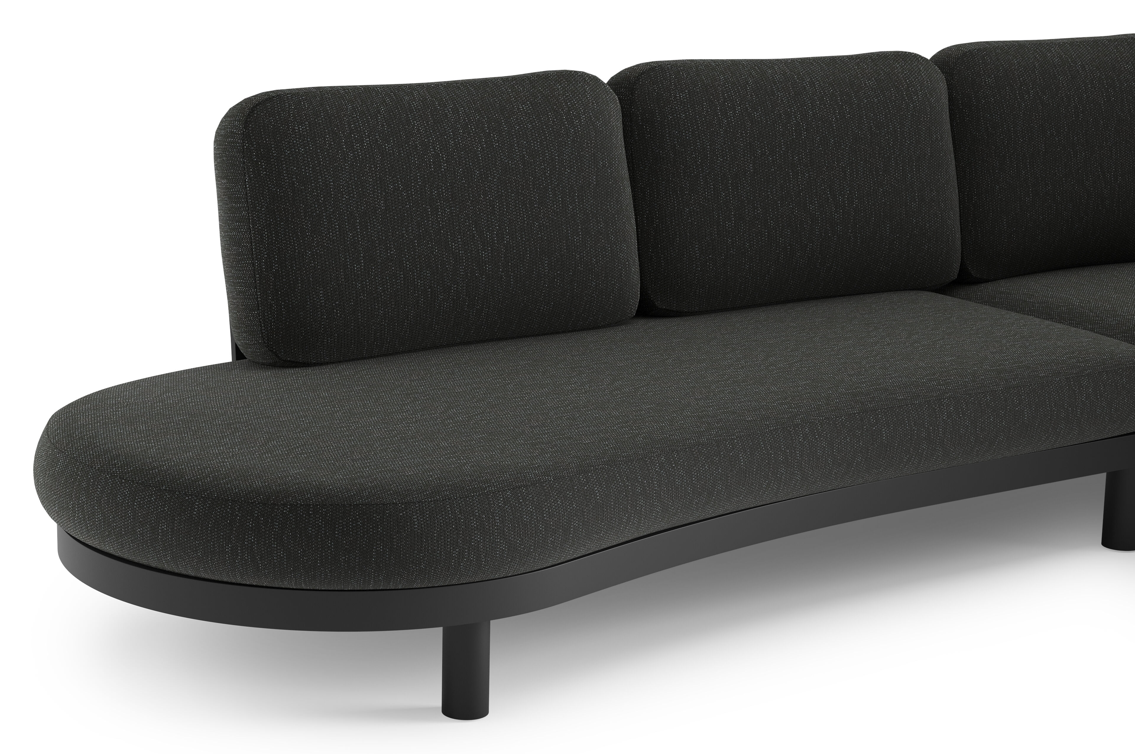Palma loungehoek in zwart aluminium met sky black weather+ softtouch kussen
