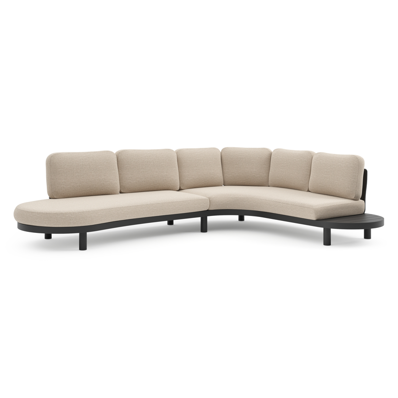 Palma loungehoek in zwart aluminium met rustic weather+ softtouch kussen