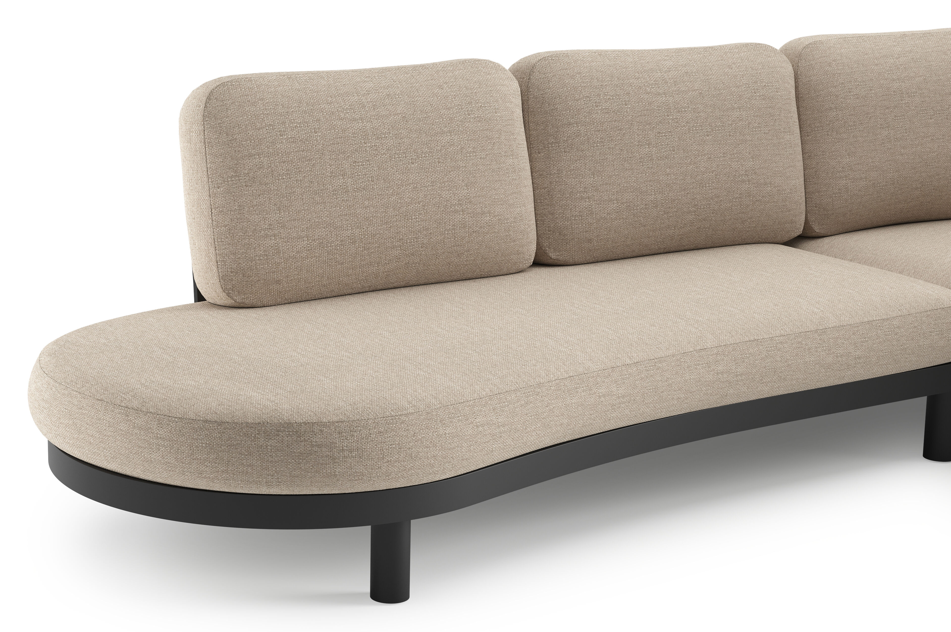 Palma loungehoek in zwart aluminium met rustic weather+ softtouch kussen