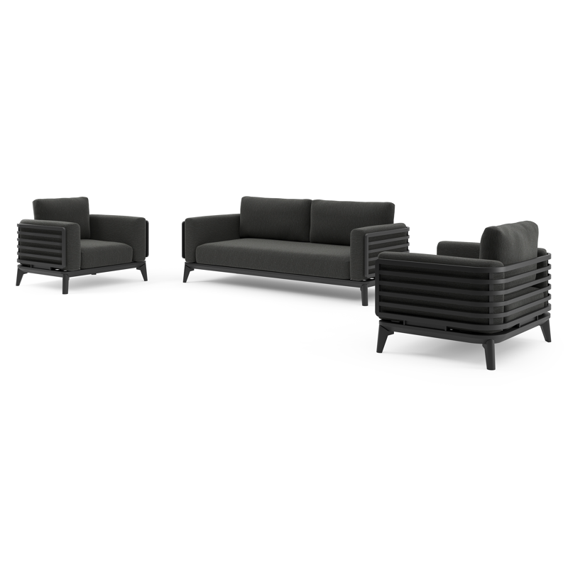 Mosa loungeset in zwart aluminium met sky black weather+ softtouch kussen