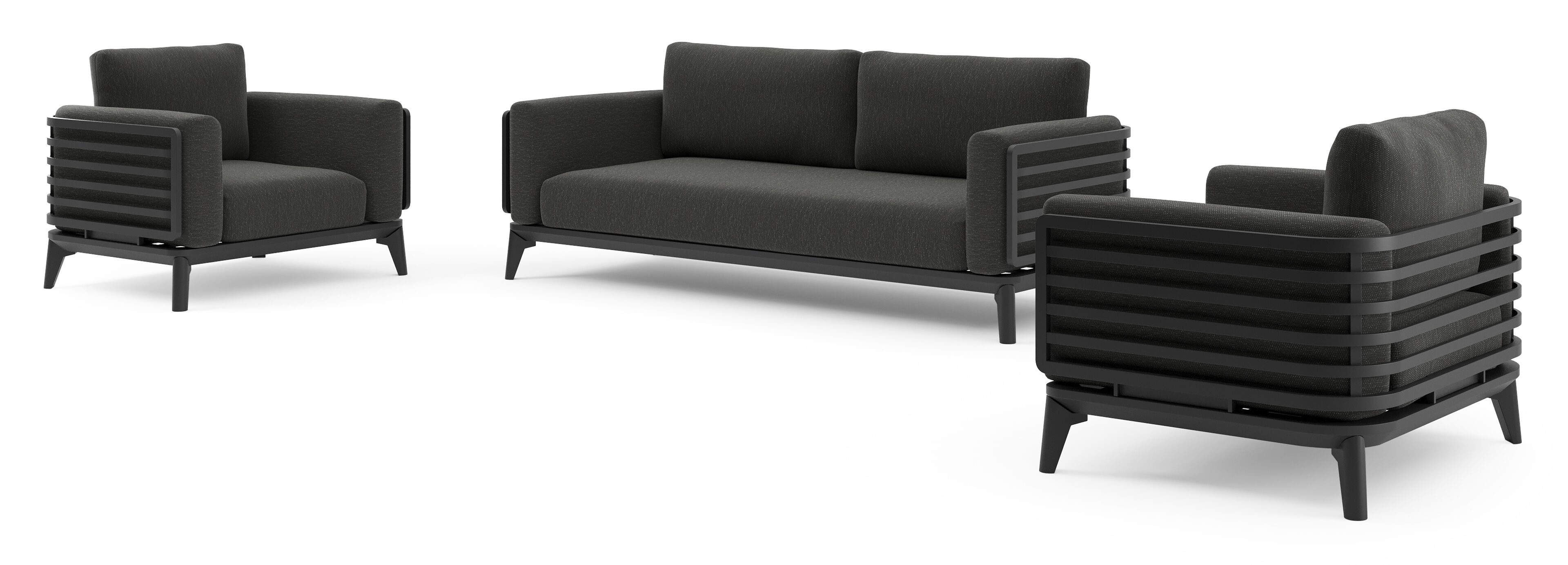 Mosa loungeset in zwart aluminium met sky black weather+ softtouch kussen
