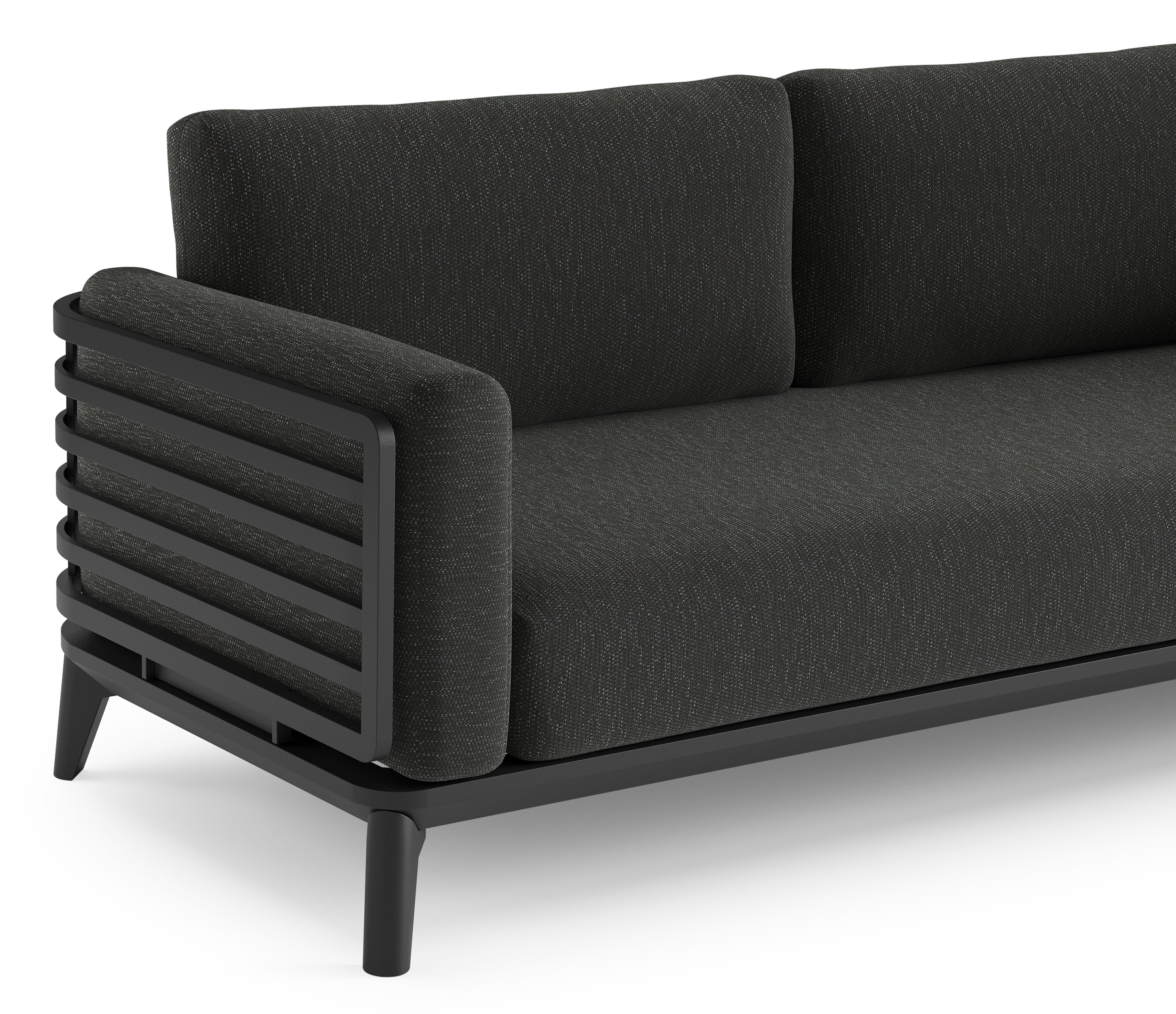 Mosa loungeset in zwart aluminium met sky black weather+ softtouch kussens en loungetafel