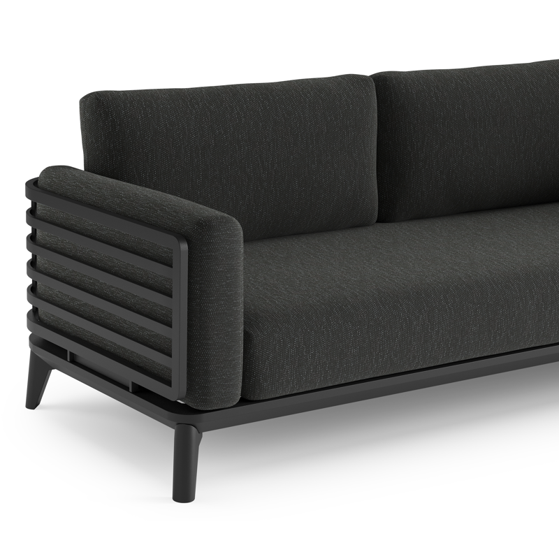 Mosa loungeset in zwart aluminium met sky black weather+ softtouch kussens en loungetafel