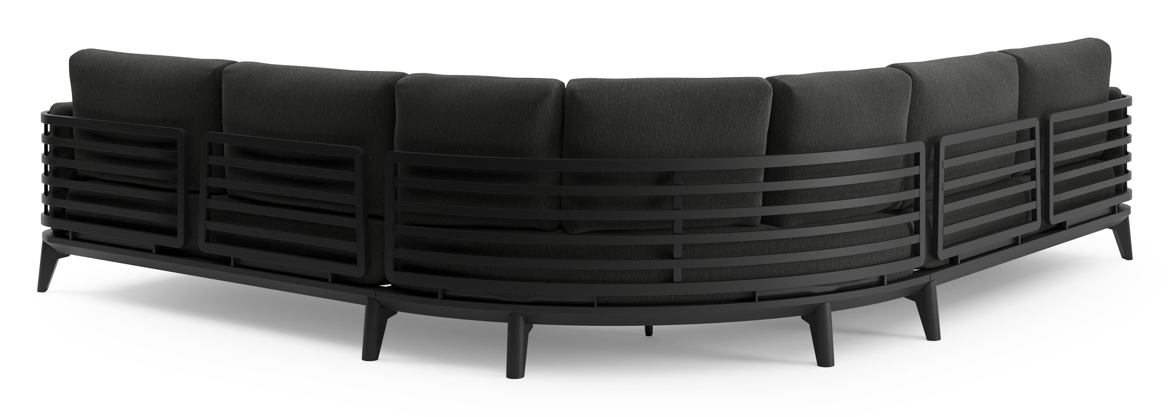 Mosa loungehoek in zwart aluminium met sky black weather+ softtouch kussens en loungetafel