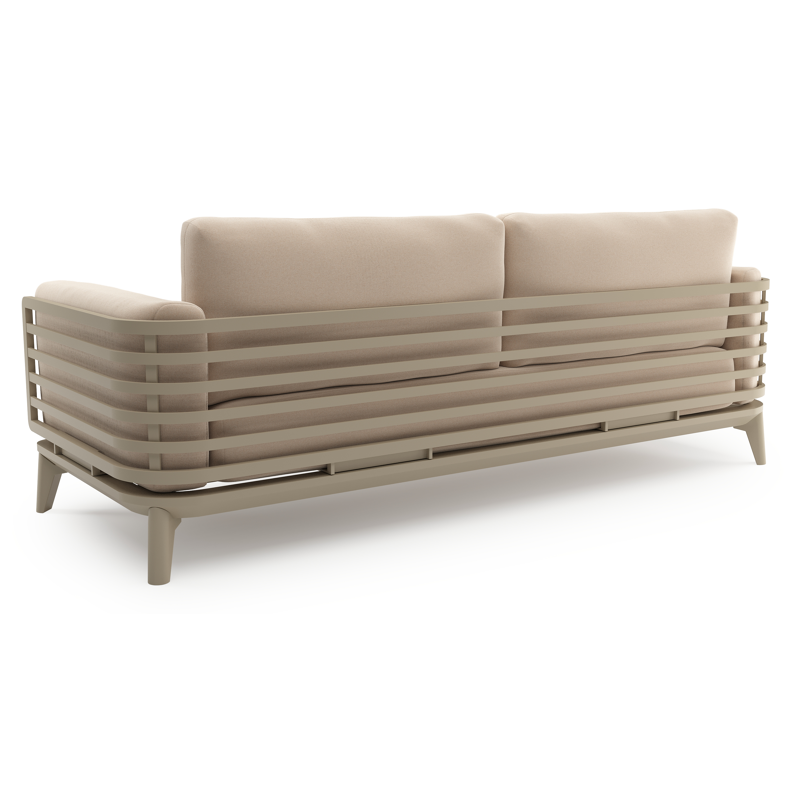 Mosa loungeset in beige aluminium met natte linen chalk all weather sunbrella premium kussen