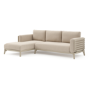 Salon de jardin d'angle Mosa en aluminium beige et coussins en weather+ softtouch rustic