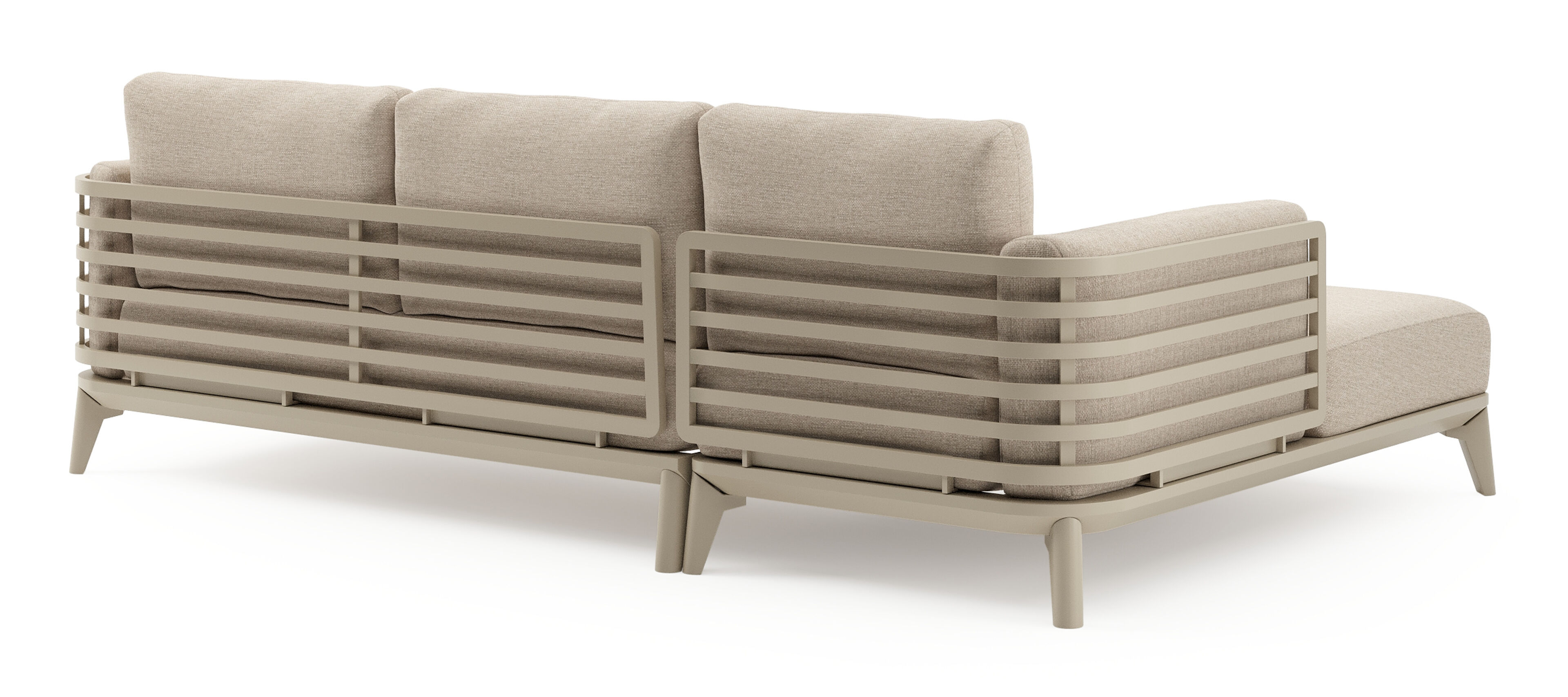 Salon de jardin d'angle Mosa en aluminium beige et coussins en weather+ softtouch rustic