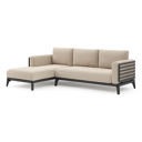 Salon de jardin d'angle Mosa en aluminium noir et coussins en weather+ softtouch rustic