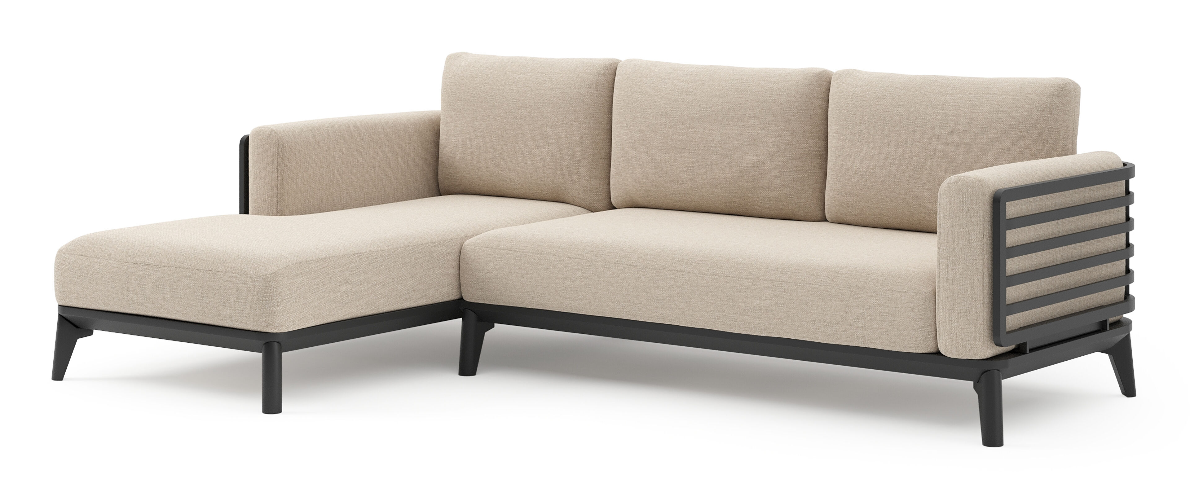Mosa loungehoek in zwart aluminium met rustic weather+ softtouch kussen