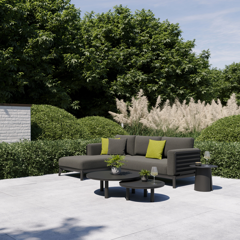 Mosa loungehoek in zwart aluminium met sky black weather+ softtouch kussen