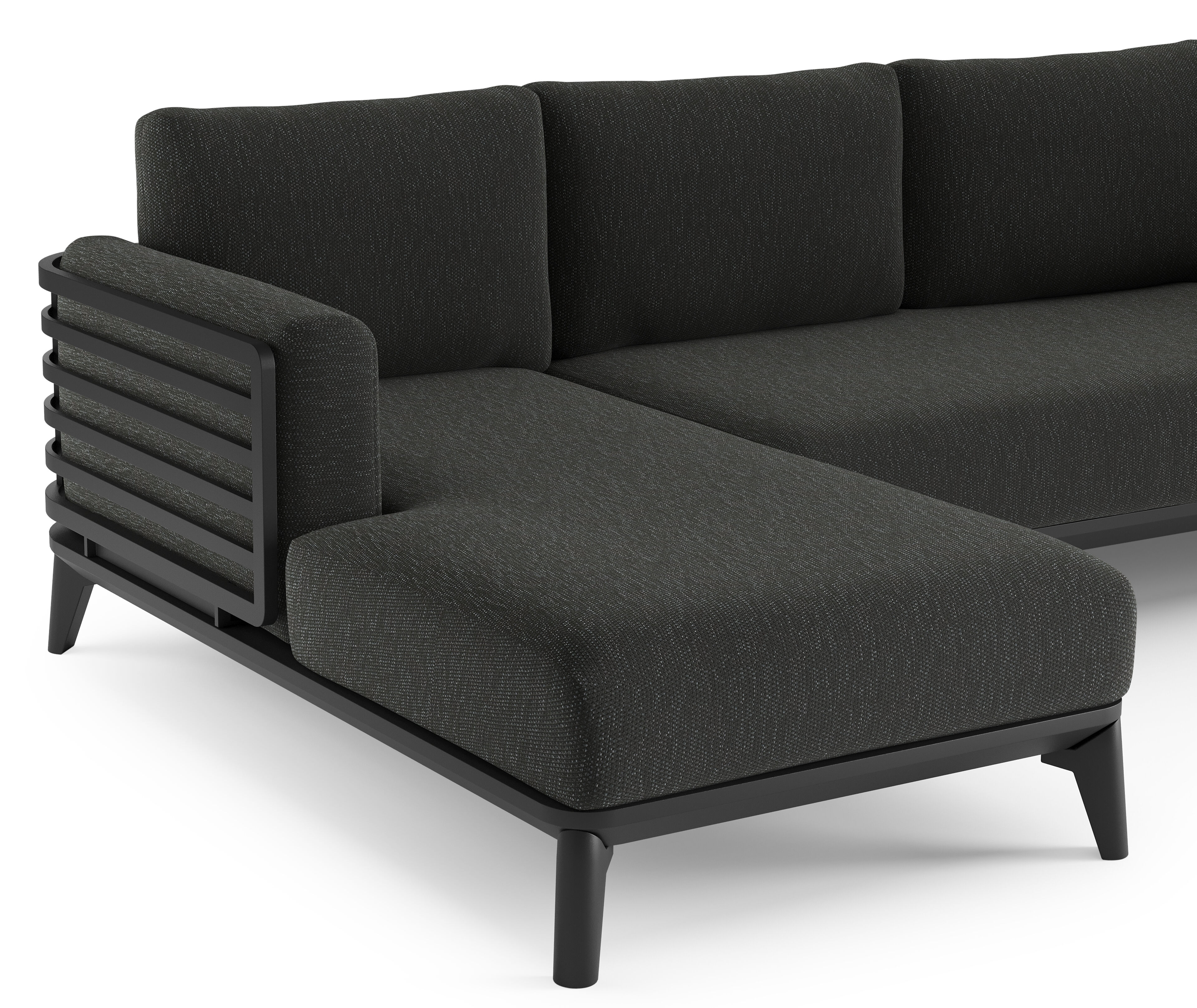 Mosa loungehoek in zwart aluminium met sky black weather+ softtouch kussen