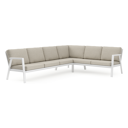 Salon de jardin d'angle Avila en aluminium blanc et coussins en weather+ softtouch beige