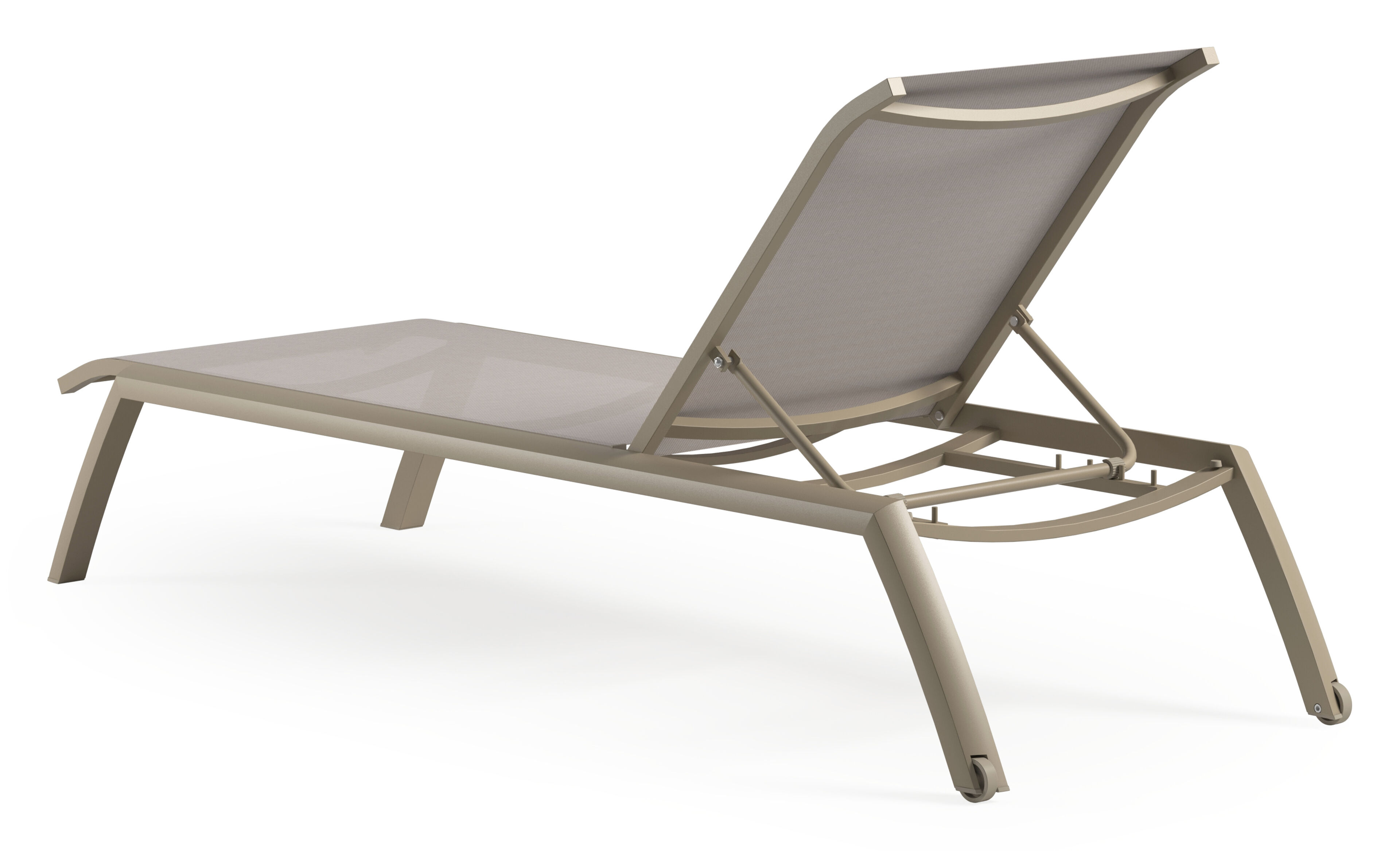 Chaise longue réglable Bari en aluminium beige et textilène simple beige