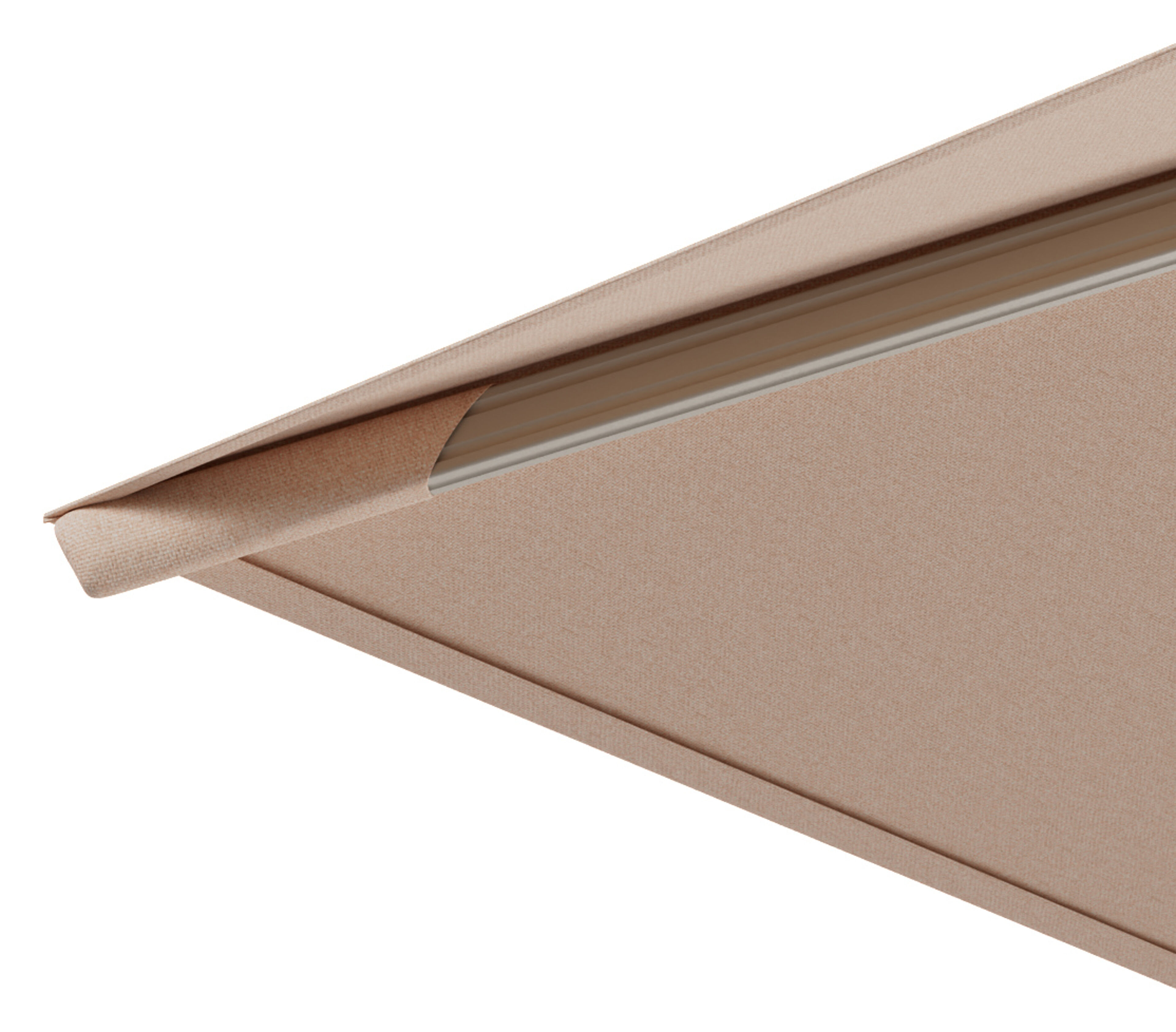 Parasol pendant Avola avec fonction tilt en aluminium beige et toile de parasol en All weather sunbrella premium Natte Linnen Chalk - L g1. 200 x Lg 2. 300 (sans pied de parasol)