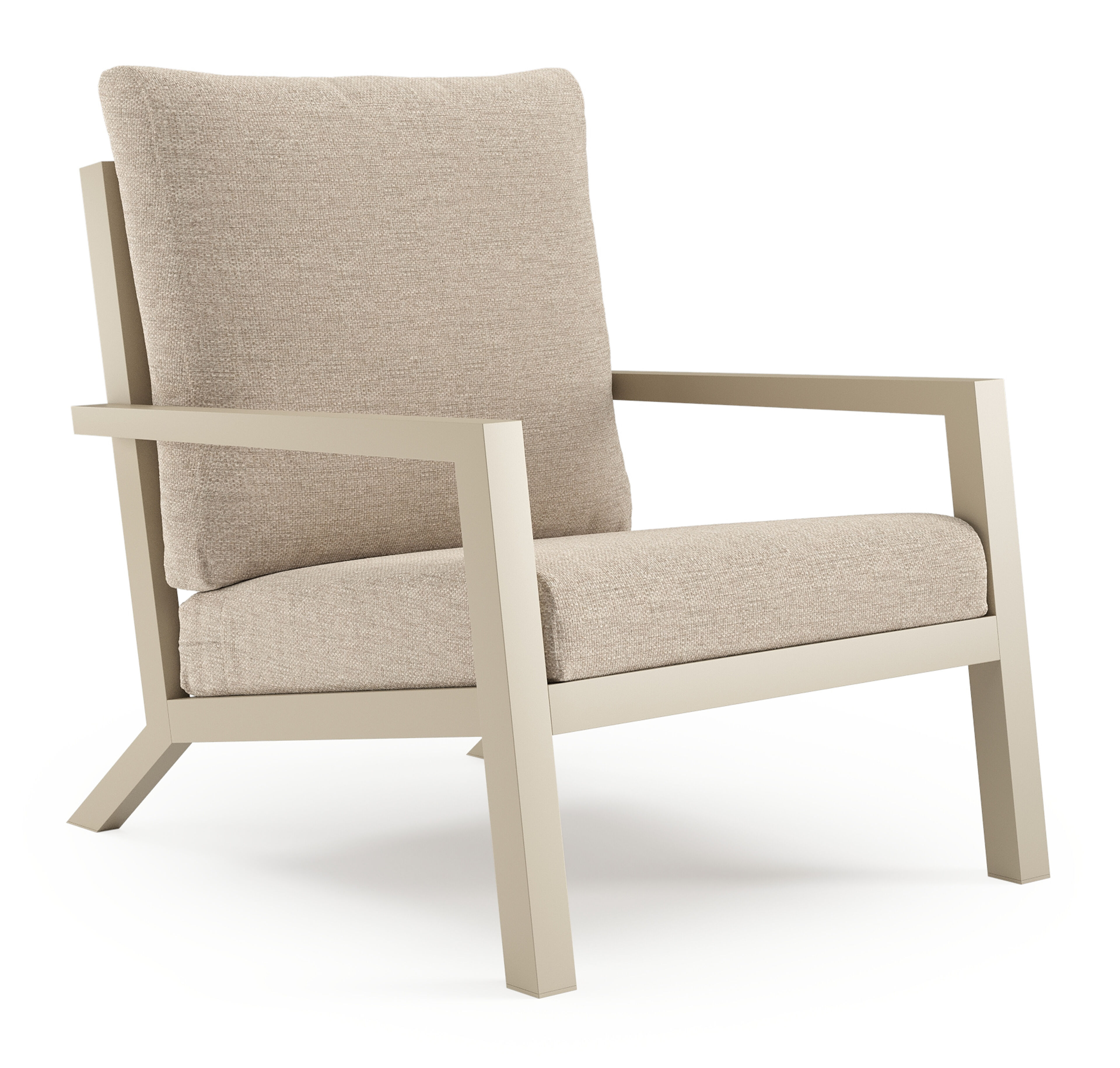 Arnes loungestoel in beige aluminium met rustic weather+ softtouch kussen