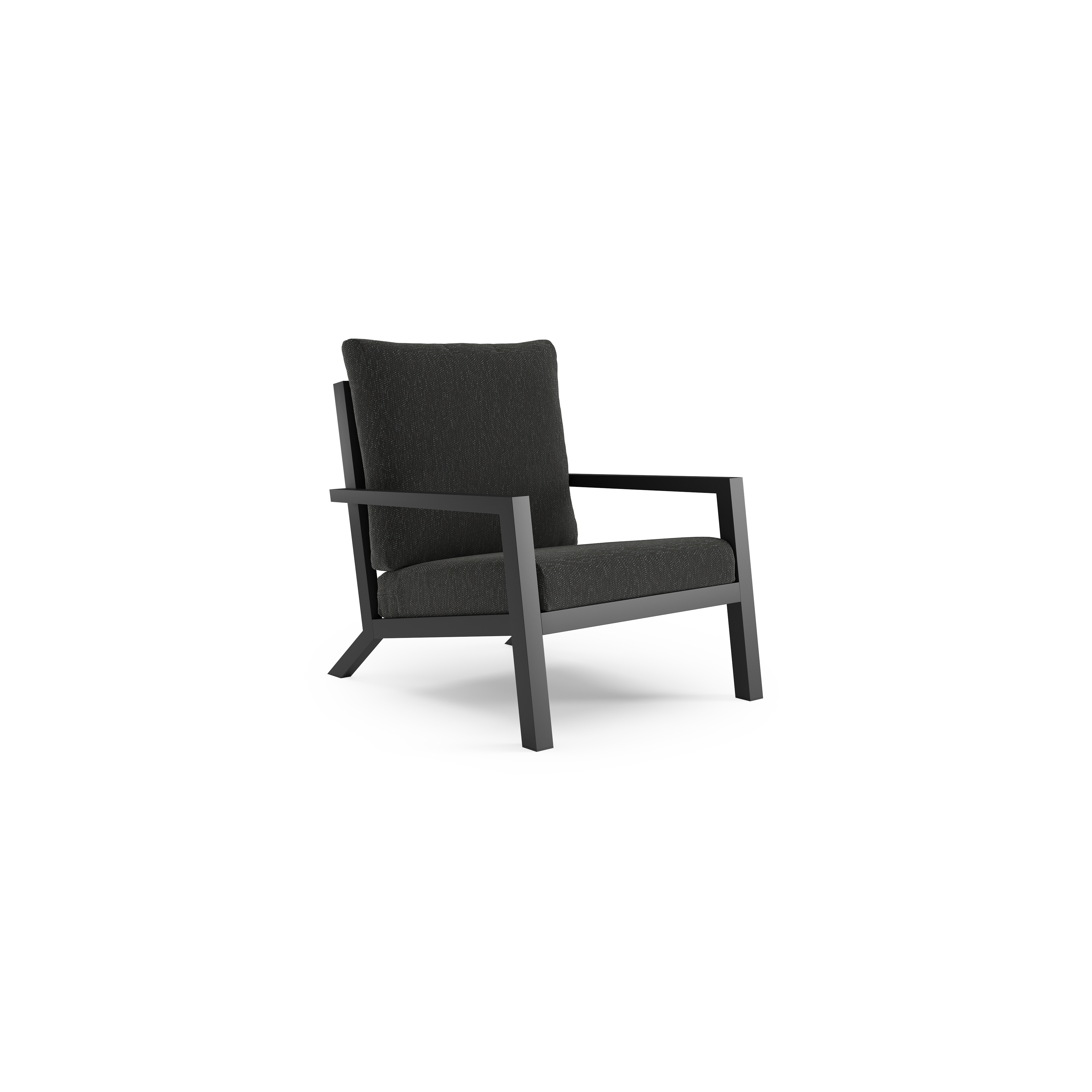 Fauteuil de jardin Arnes en aluminium noir et coussins en weather+ softtouch sky black