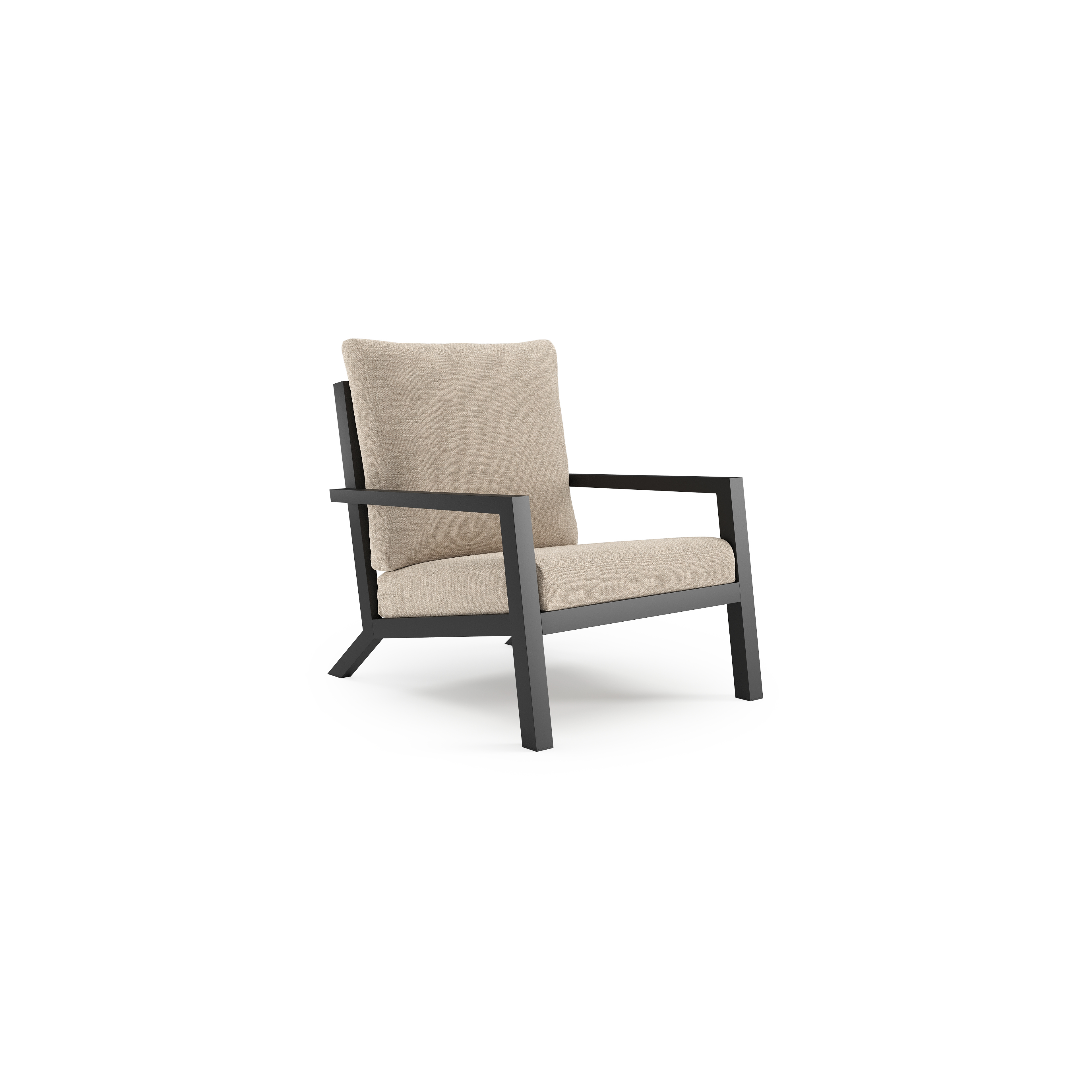 Arnes loungestoel in zwart aluminium met rustic weather+ softtouch kussen
