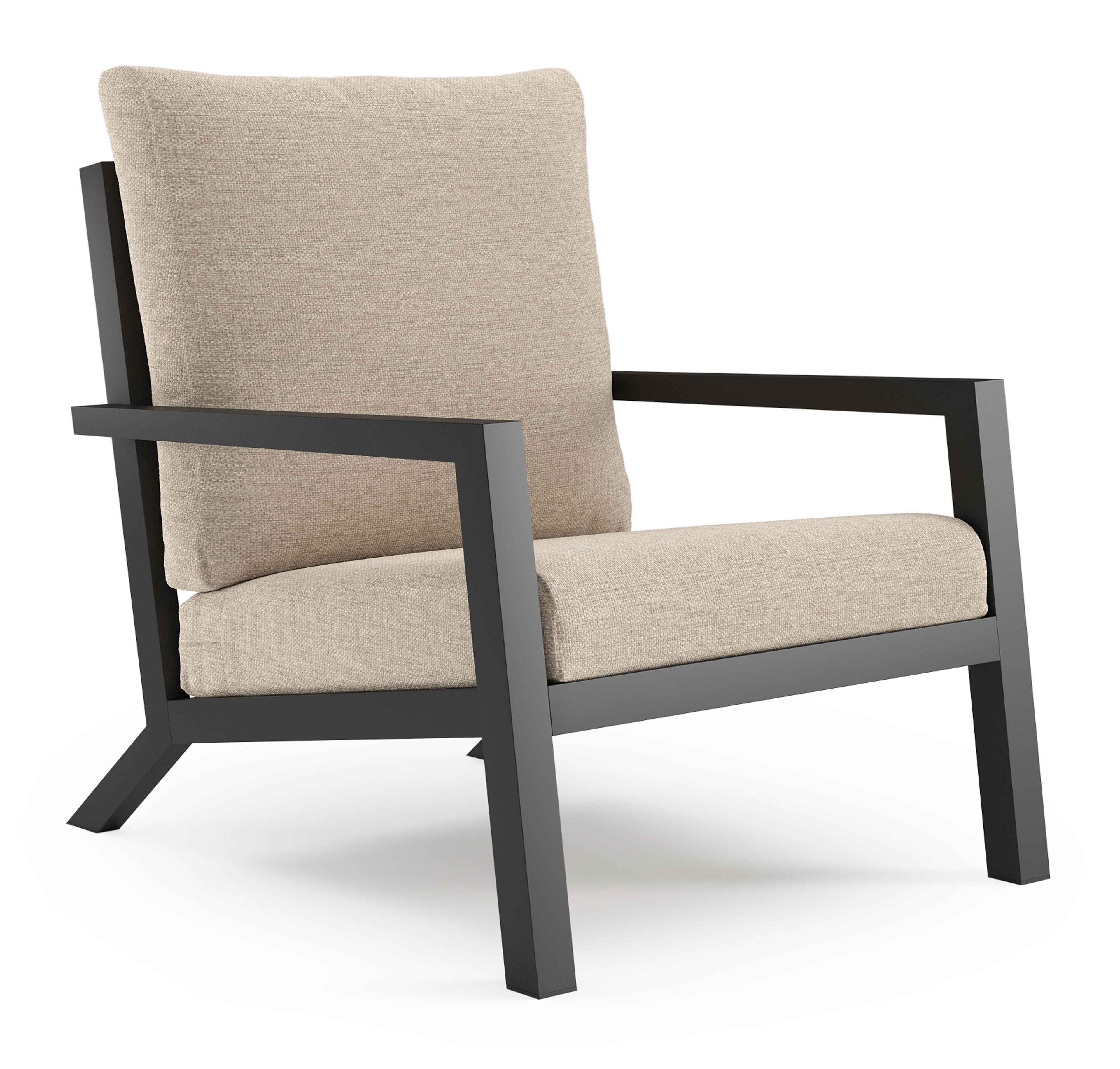 Arnes loungestoel in zwart aluminium met rustic weather+ softtouch kussen
