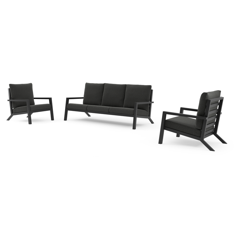Arnes loungeset in zwart aluminium met sky black weather+ softtouch kussen