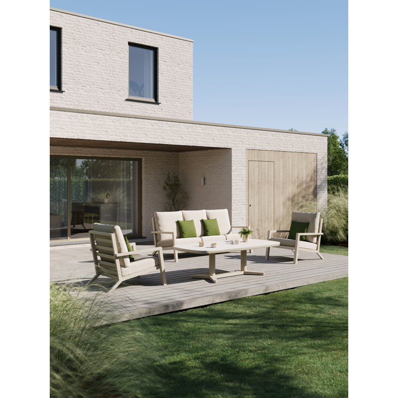 Arnes loungeset in beige aluminium met rustic weather+ softtouch kussen