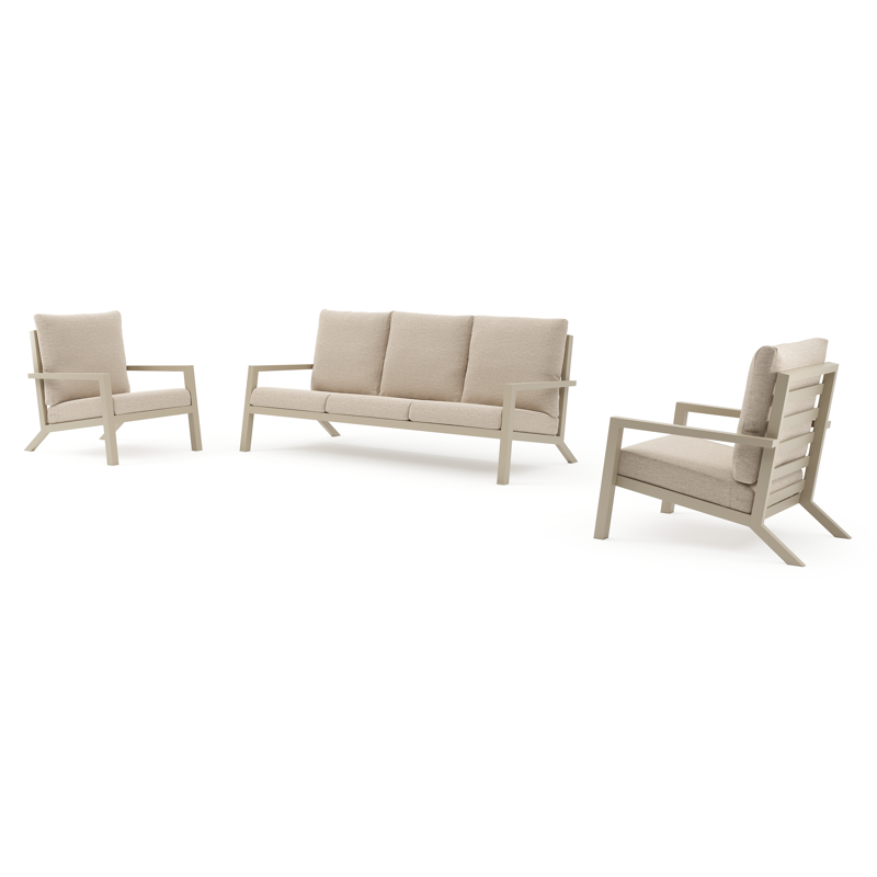 Arnes loungeset in beige aluminium met rustic weather+ softtouch kussen