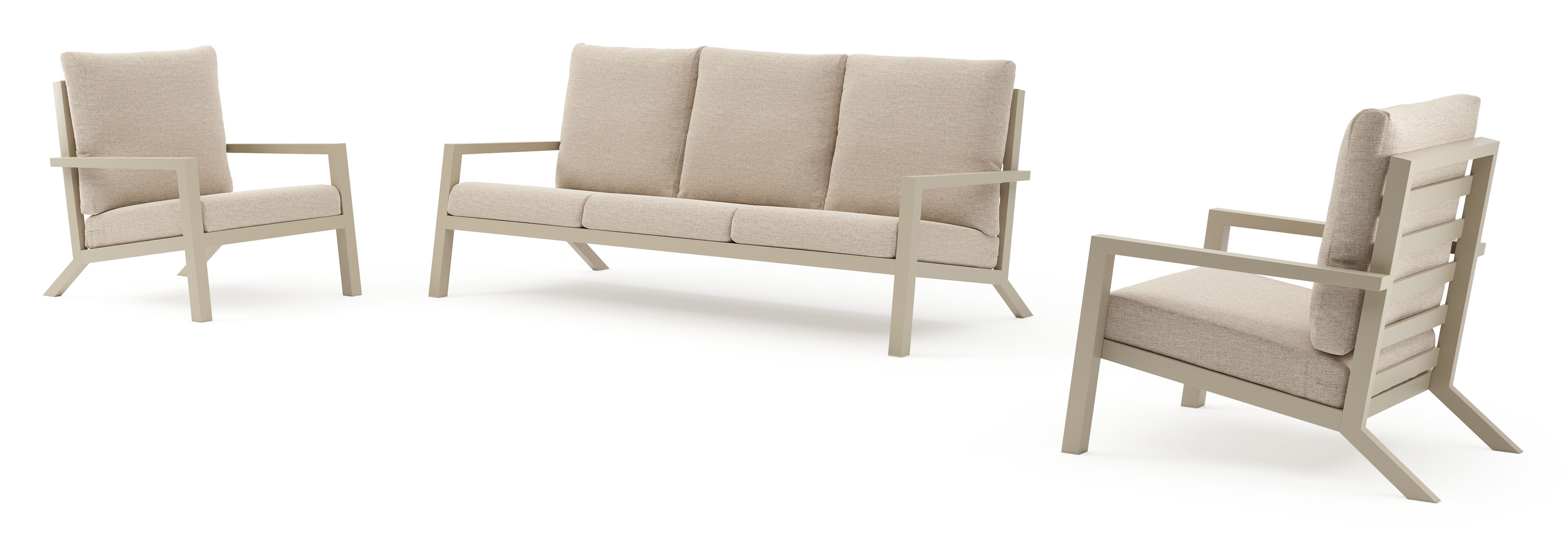 Salon de jardin Arnes en aluminium beige et coussins en weather+ softtouch rustic