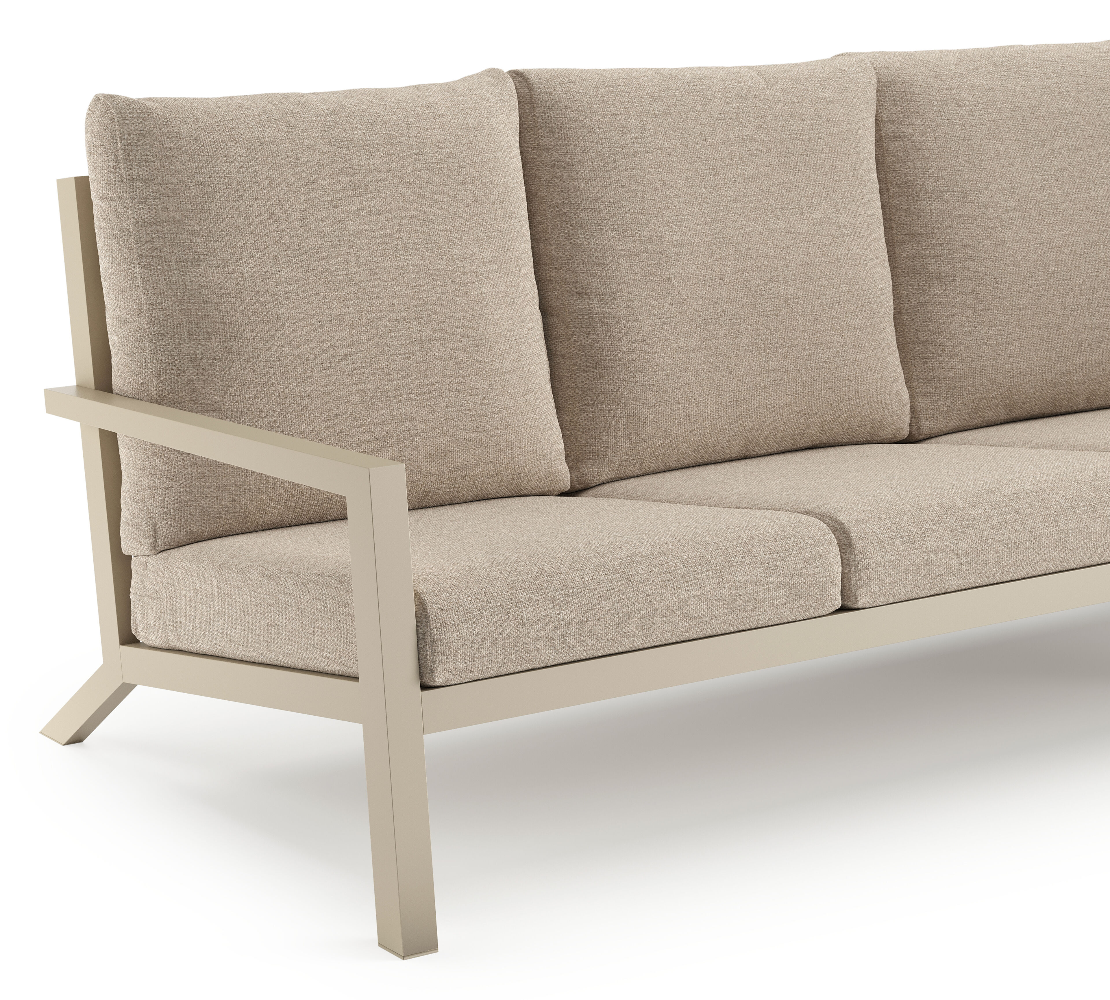 Salon de jardin Arnes en aluminium beige et coussins en weather+ softtouch rustic