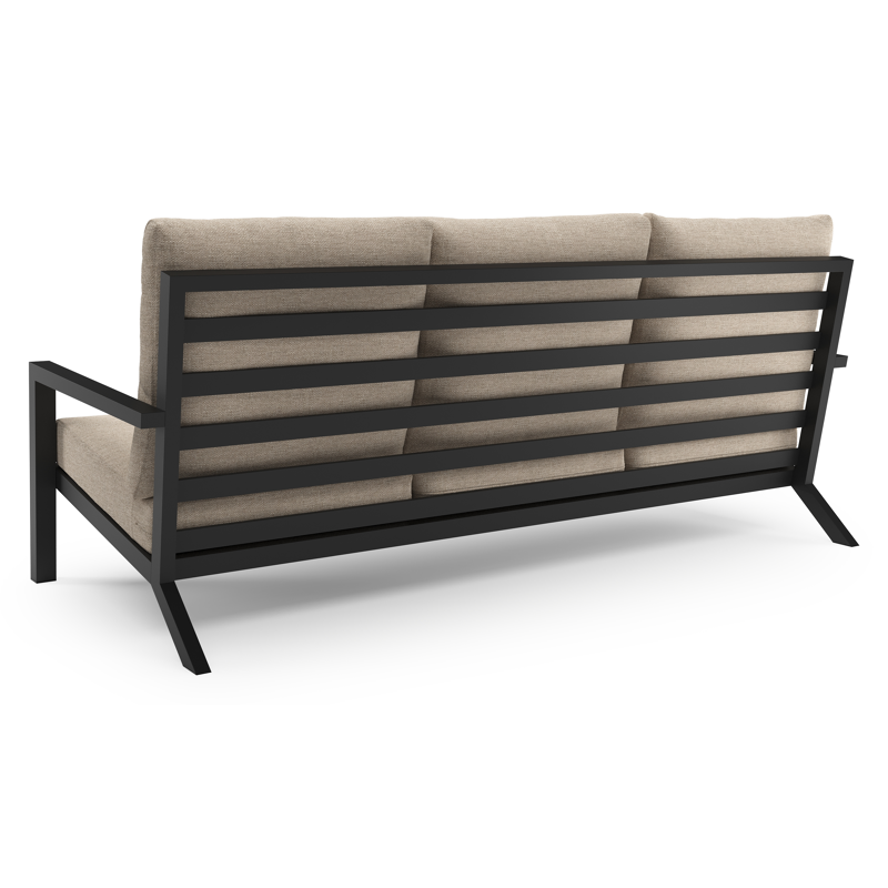 Salon de jardin Arnes en aluminium noir et coussins en weather+ softtouch rustic