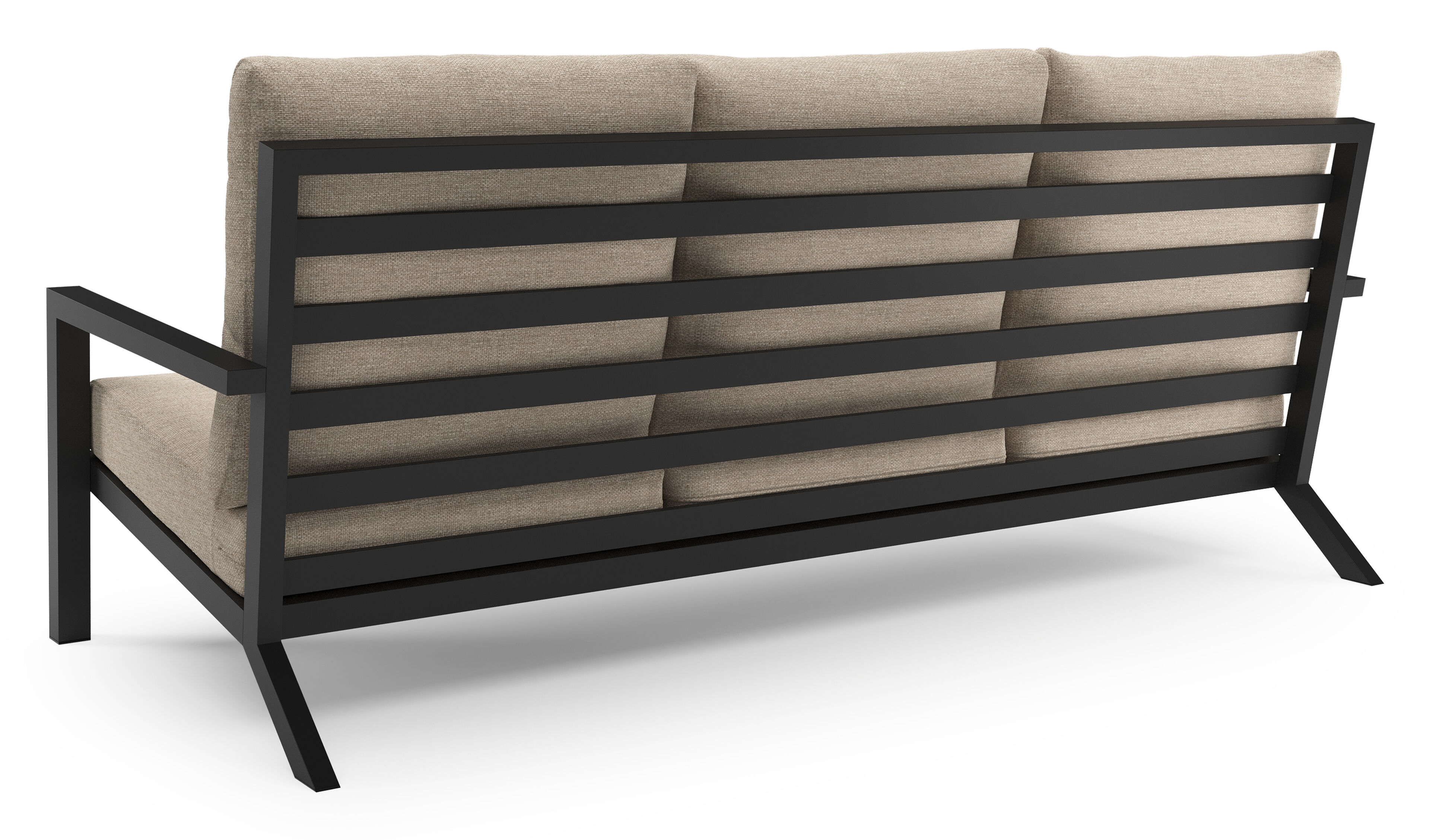 Salon de jardin Arnes en aluminium noir et coussins en weather+ softtouch rustic