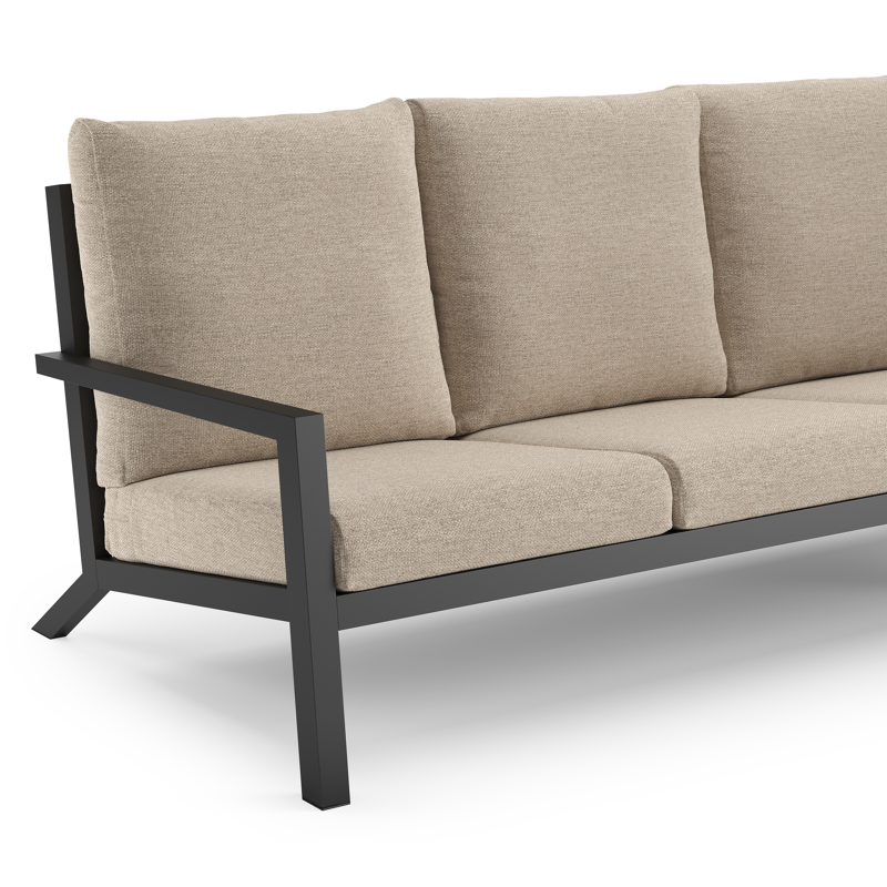 Salon de jardin Arnes en aluminium noir et coussins en weather+ softtouch rustic